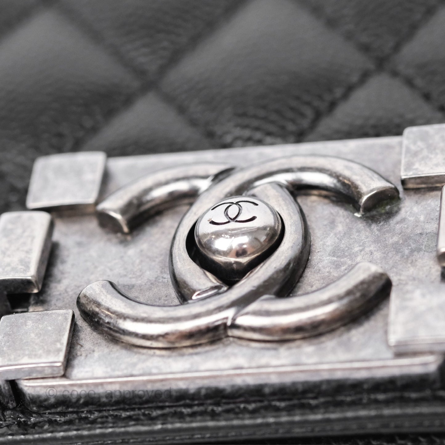 Chanel Medium Boy Quilted Black Caviar Ruthenium Hardware