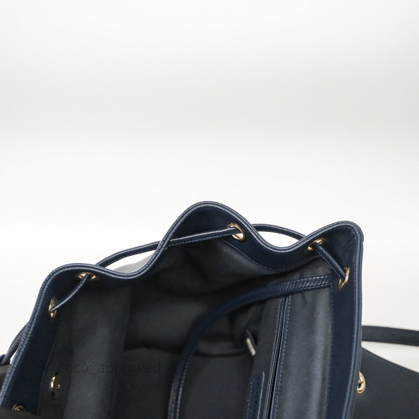Chanel Quilted Business Affinity Backpack Navy Caviar Light Gold Hardware