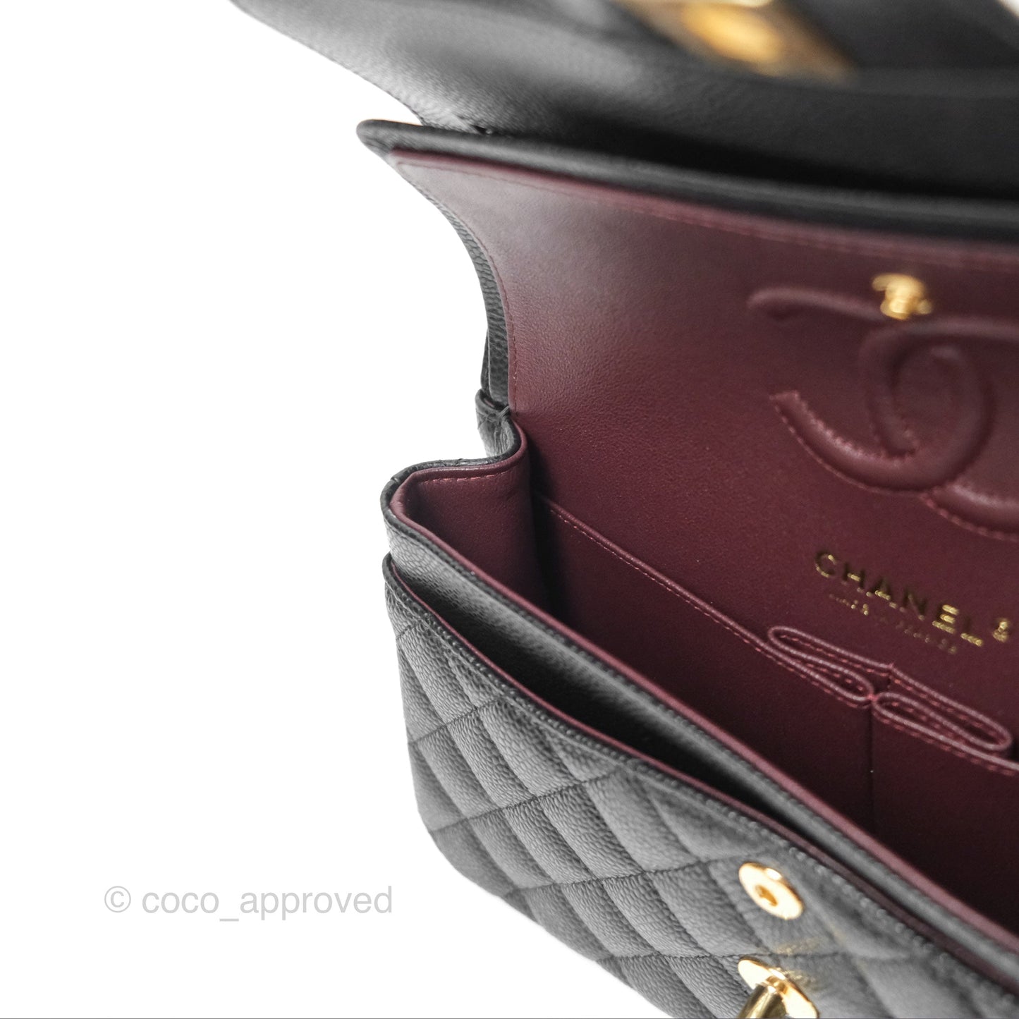 Chanel Small Classic Flap Quilted Black Caviar Gold Hardware