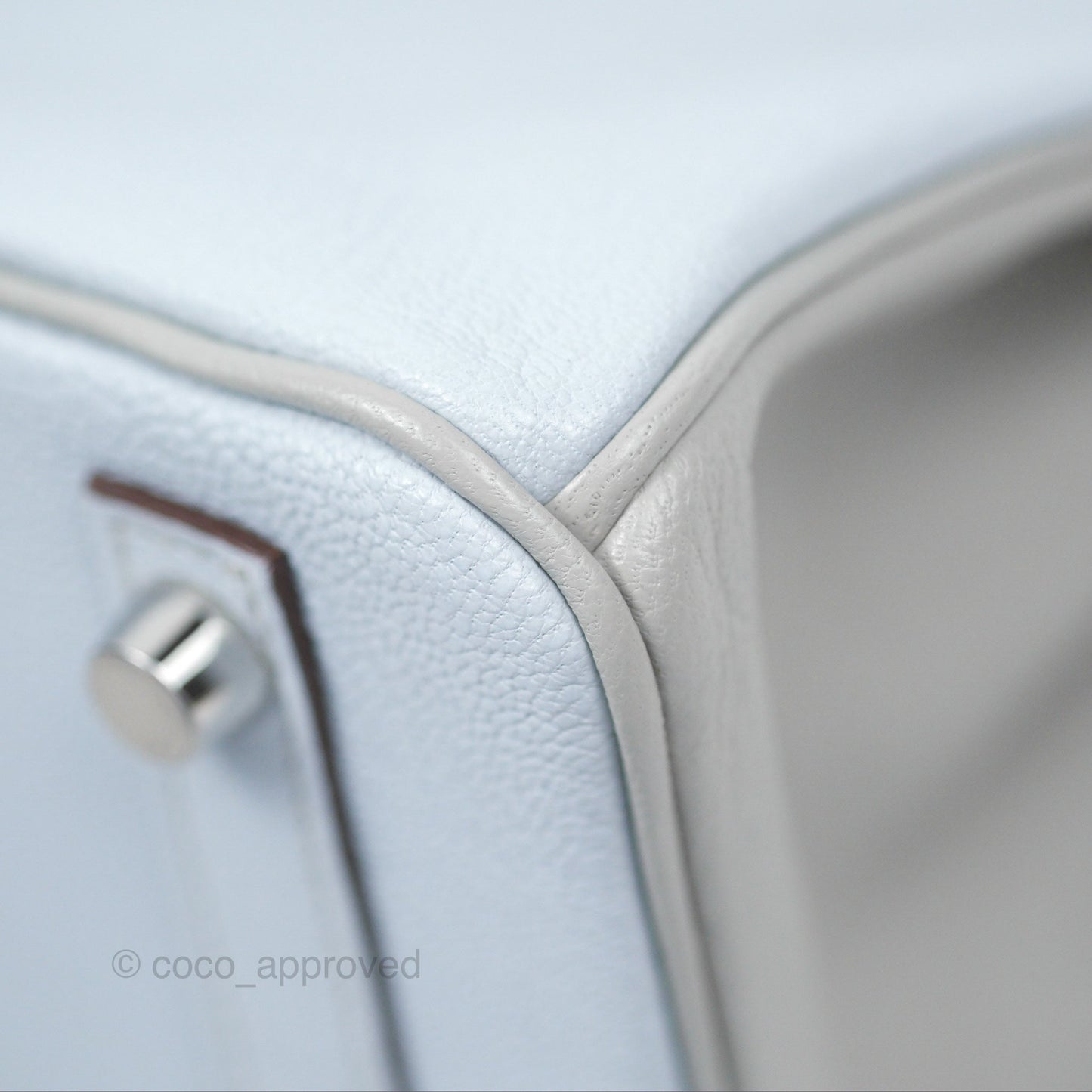 Hermès Birkin 25 Retourne HSS Blue Brume T0/ Gris Perle 80 Chevre Mysore Palladium Hardware