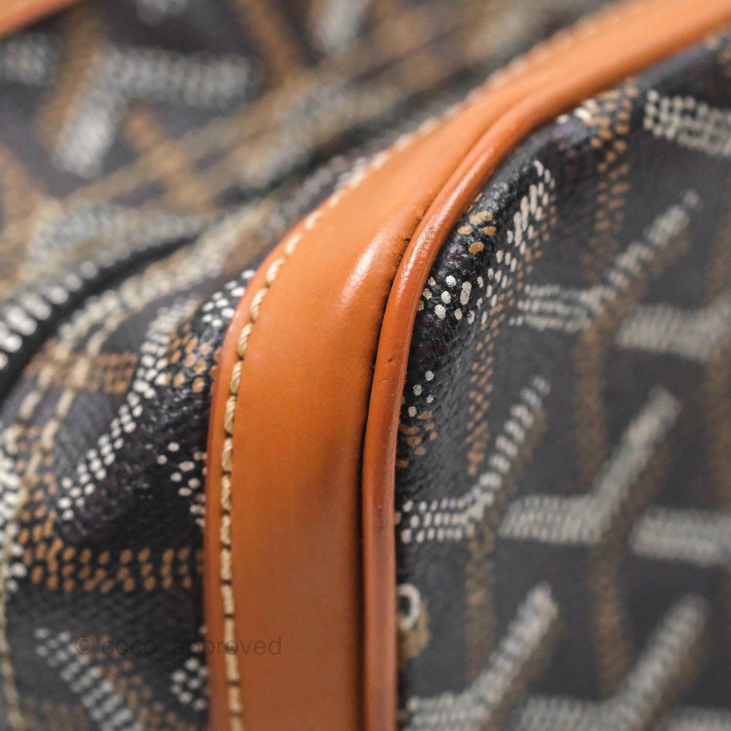 Goyard Saint Martin Bag Goyardine Canvas Black/ Tan