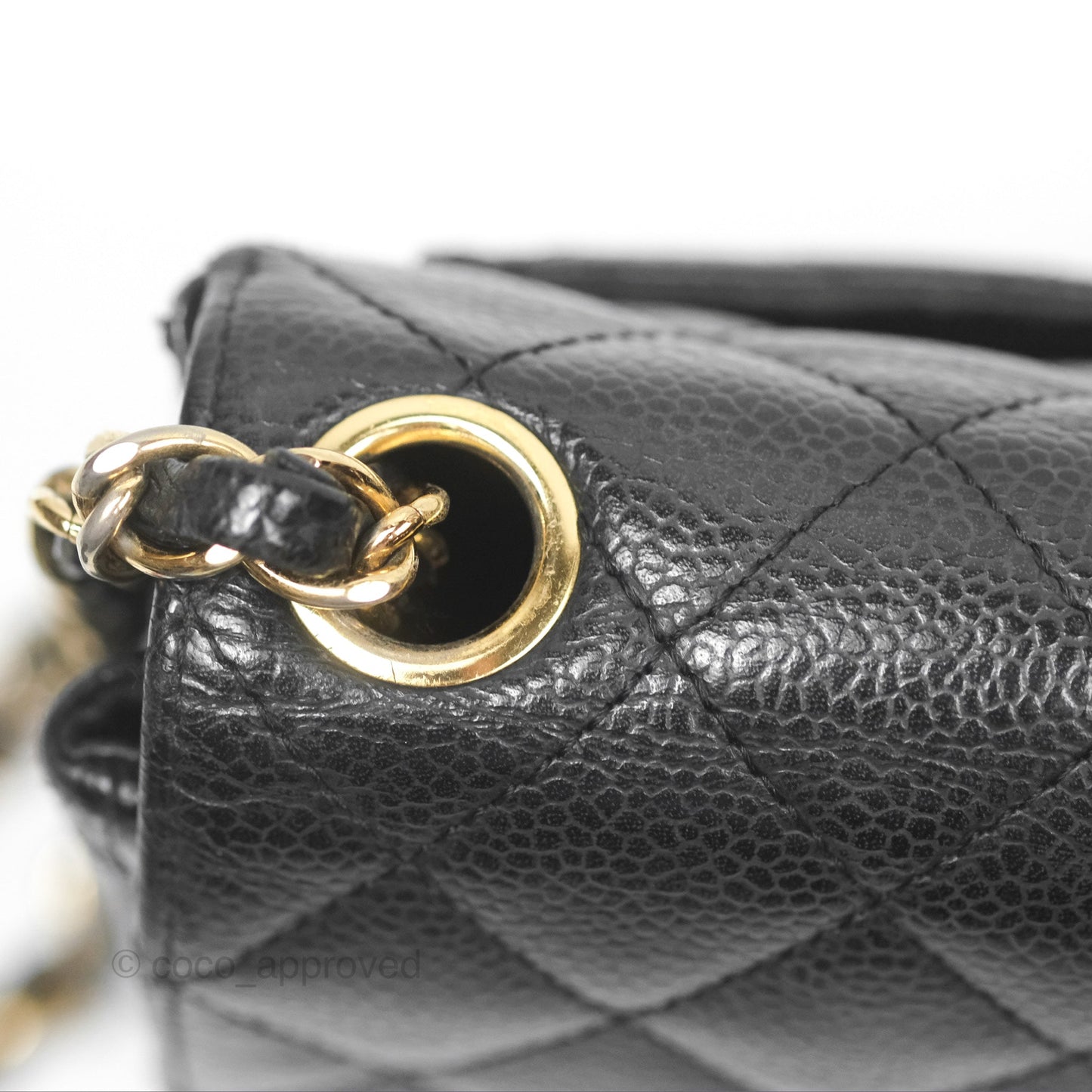 Chanel Vintage Mini Square Quilted Black Caviar Gold Hardware