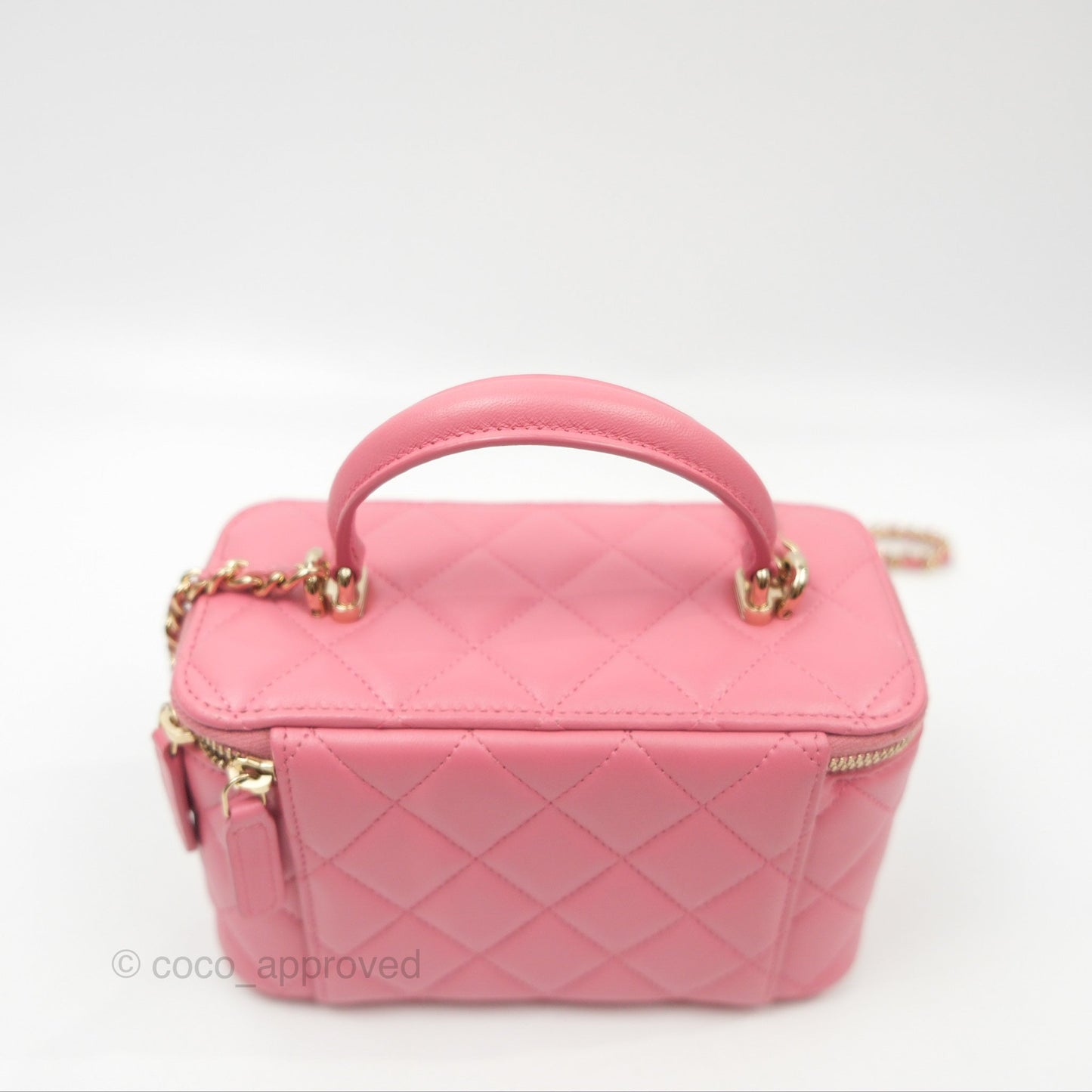 Chanel Vanity Rectangular Top Handle Pink Lambskin Gold Hardware