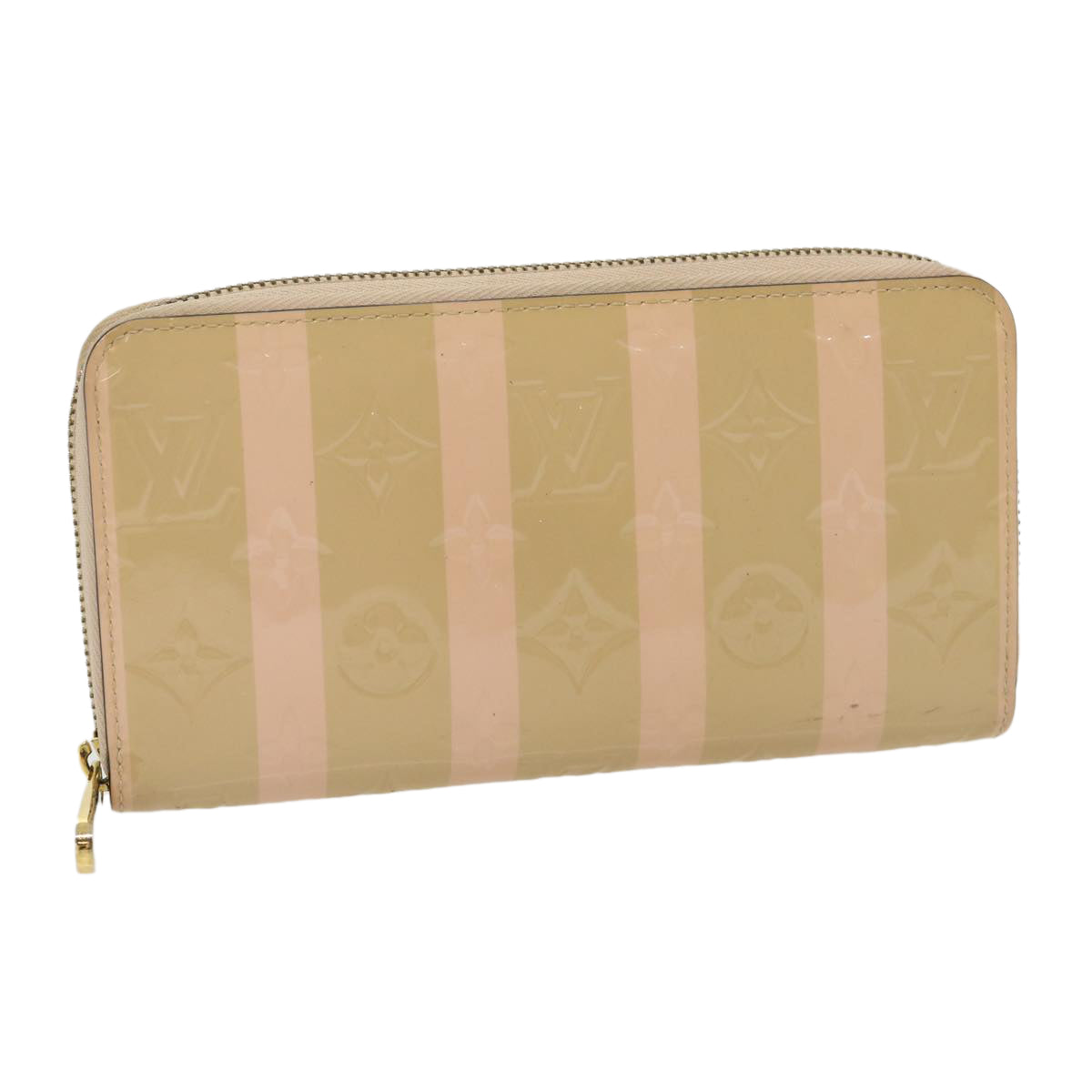 LOUIS VUITTON Vernis Rayure Zippy Wallet Long Wallet Beige M58037 30210
