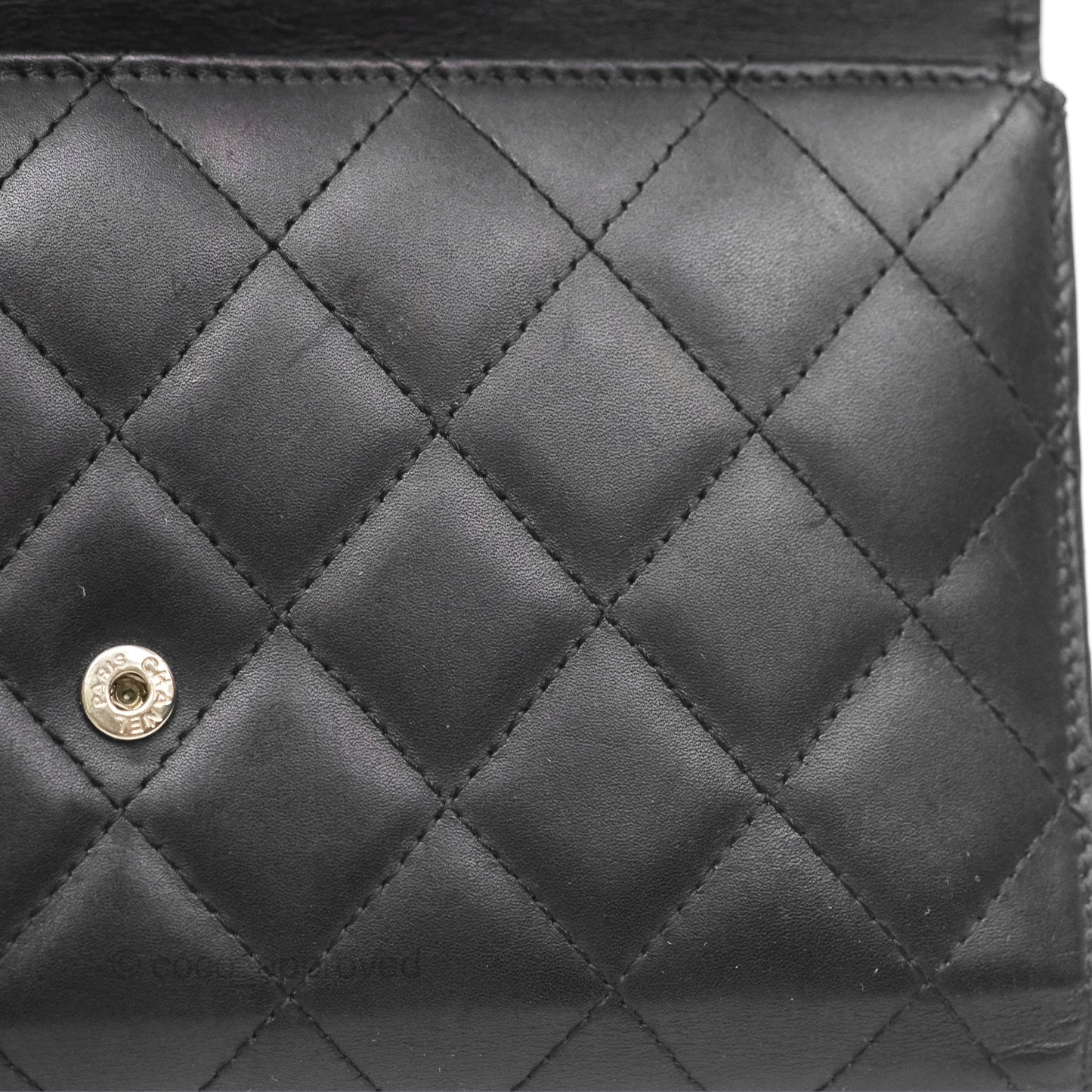 Chanel Quilted Cambon Yen Flap Wallet Black Calfskin Silver Hardware