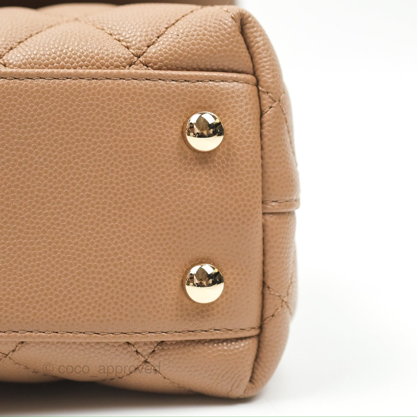 Chanel Small Coco Handle Quilted Beige Caviar Gold Hardware
