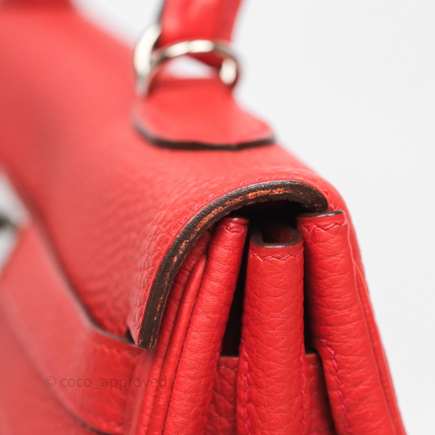 Hermès Kelly 35 Retourne Red Togo Palladium Hardware