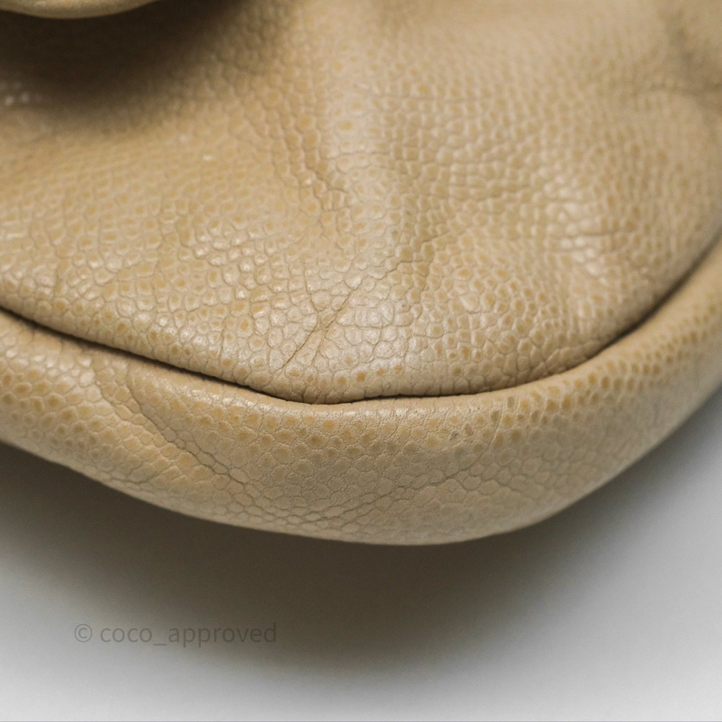 Chanel Quilted Coco Rider Hobo Bag Beige Caviar Ruthenium Hardware