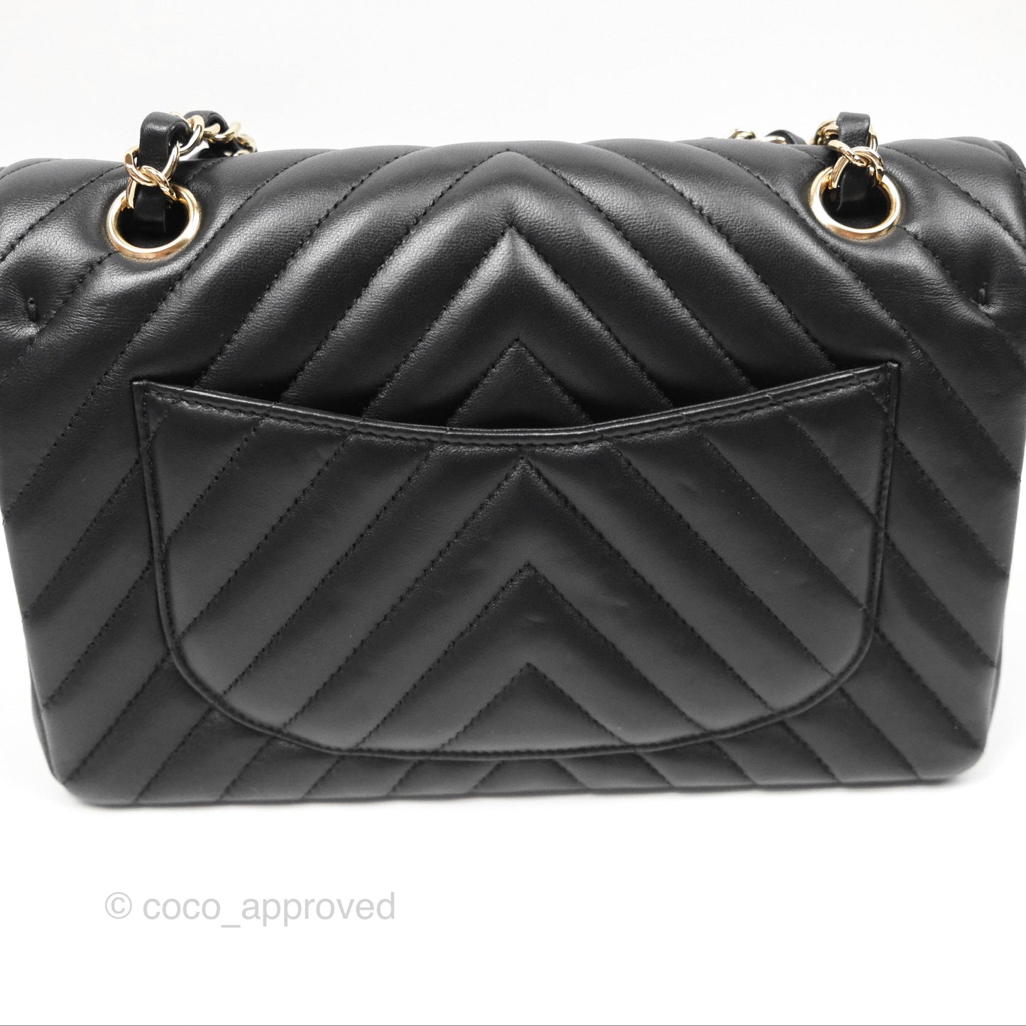 Chanel Small Classic Flap Chevron Black Lambskin Gold Hardware