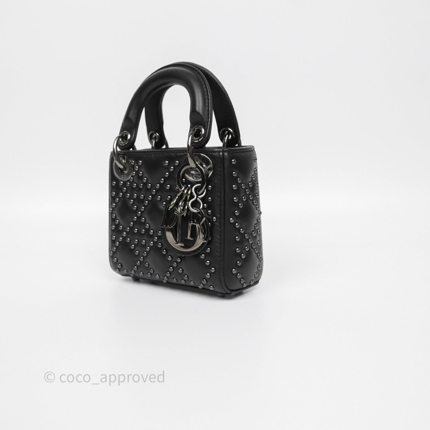 Christian Dior Micro Lady Dior Studded Cannage Black Lambskin