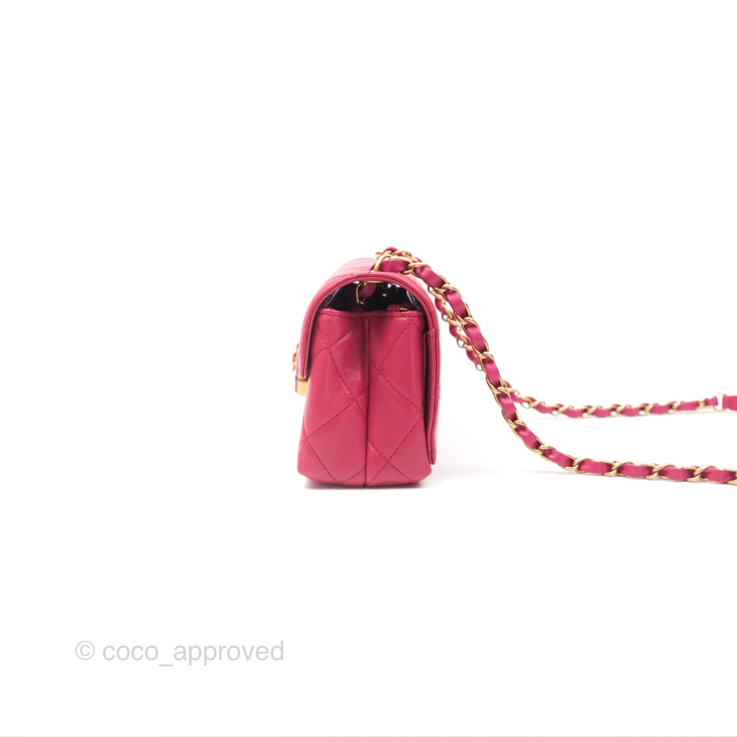 Chanel Diamond Lock CC Flap Bag Pink Lambskin Gold Hardware