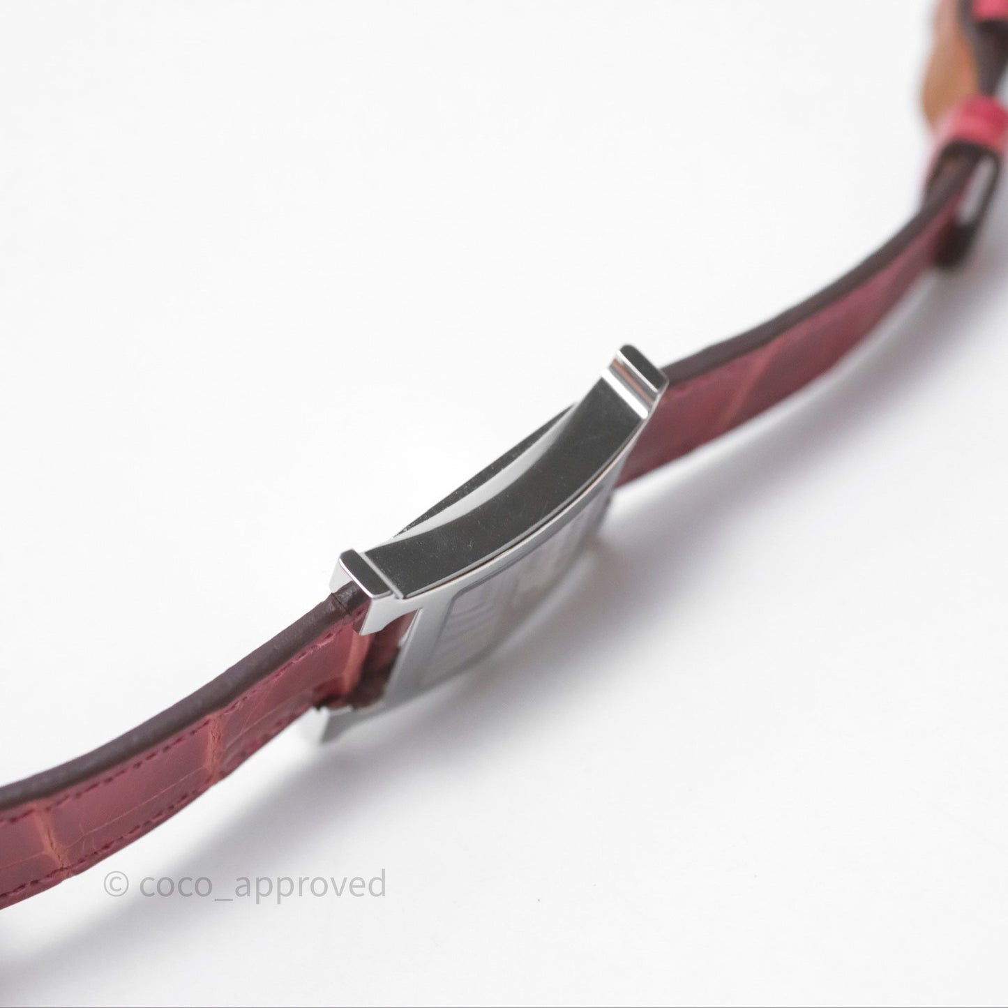 Hermès Heure H Watch Diamond Red Alligator Palladium Hardware