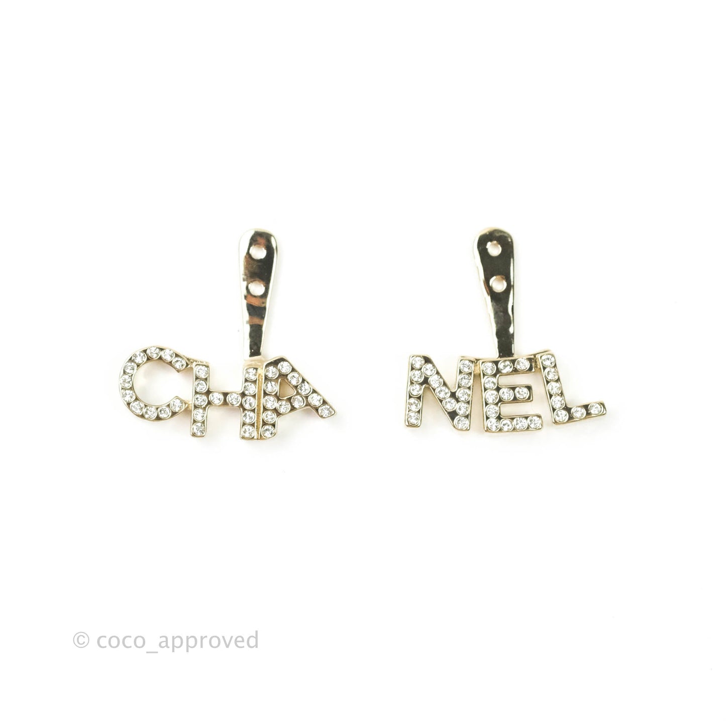 Chanel CC Pearl Rhinestone Earrings Gold Tone 21A