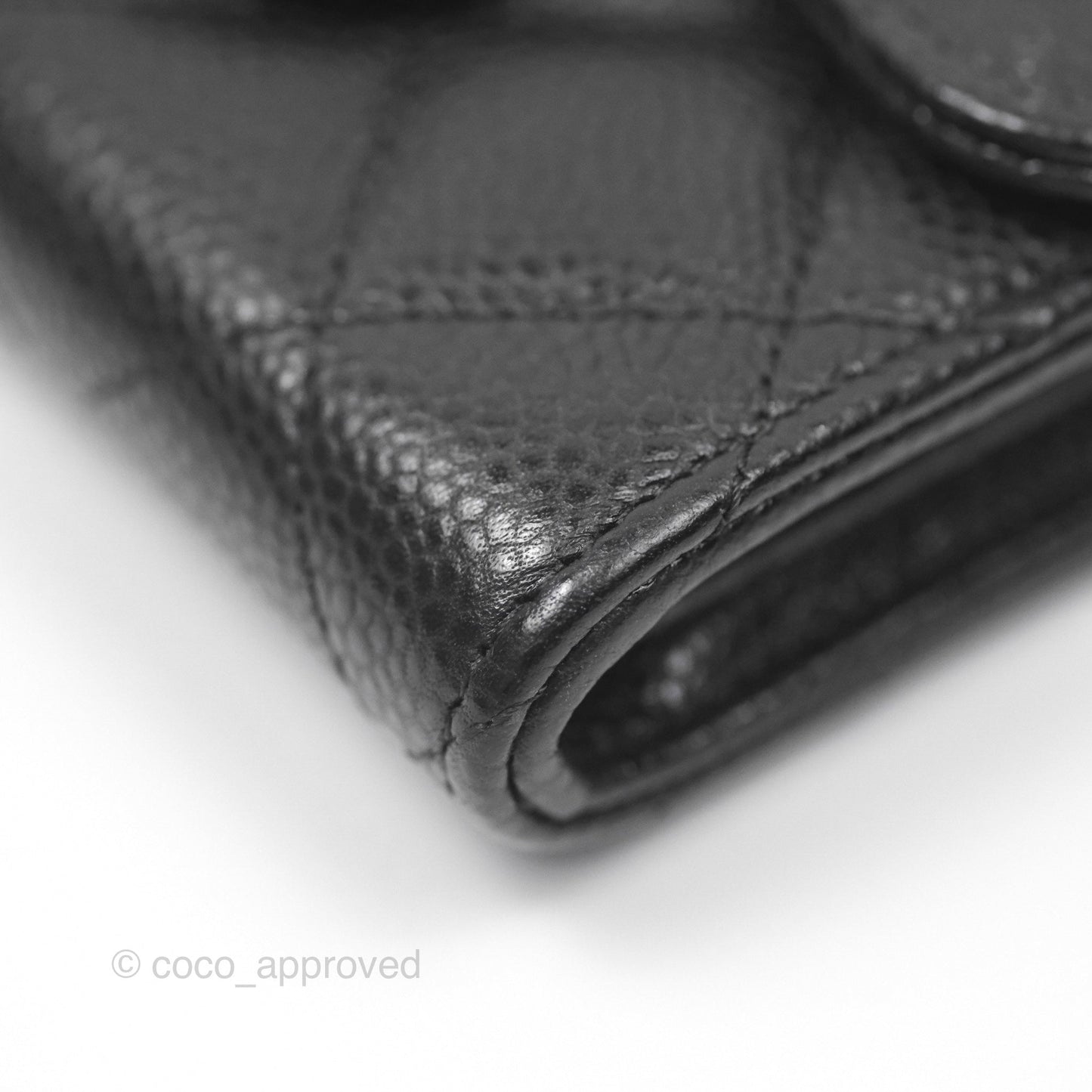 Chanel Caviar Quilted Flap Card Holder Black Gold Hardware