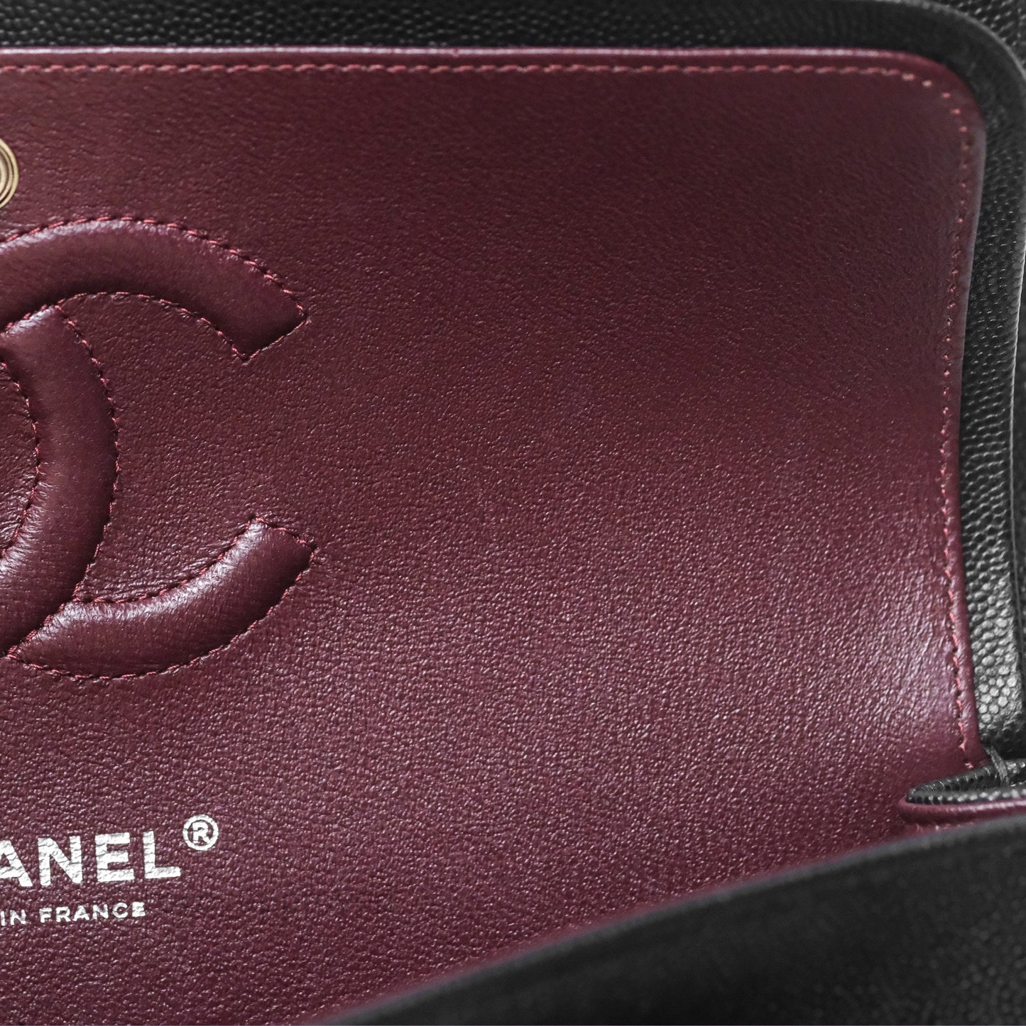 Chanel Classic M/L Medium Flap Chevron Black Caviar Silver Hardware
