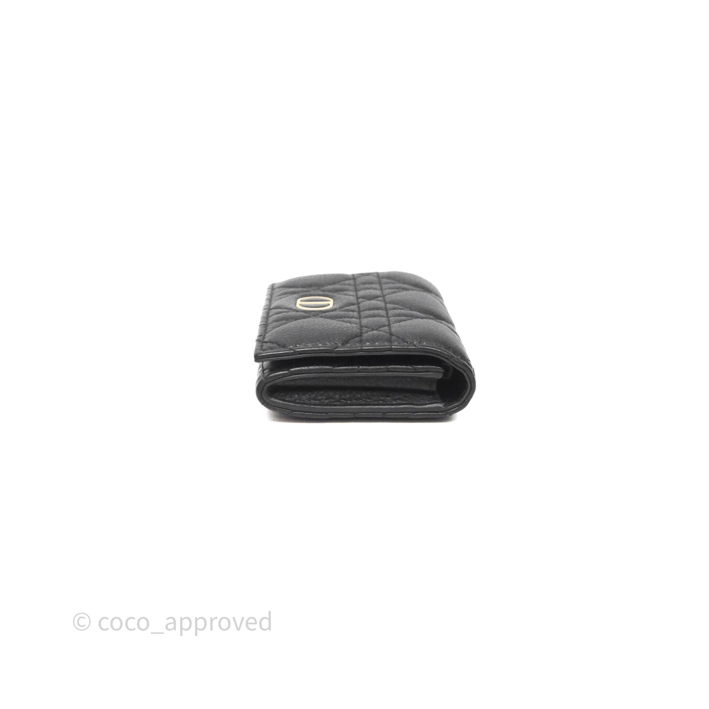 Dior Caro Glycine Wallet Black Supple Cannage Calfskin Gold Hardware