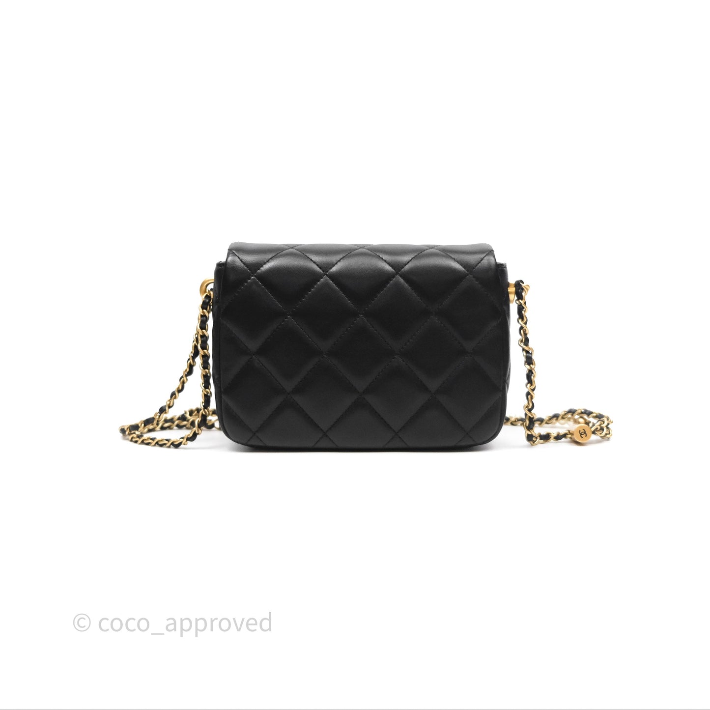 Chanel Quilted My Perfect Mini With Pearl Black Lambskin Gold Hardware 21K