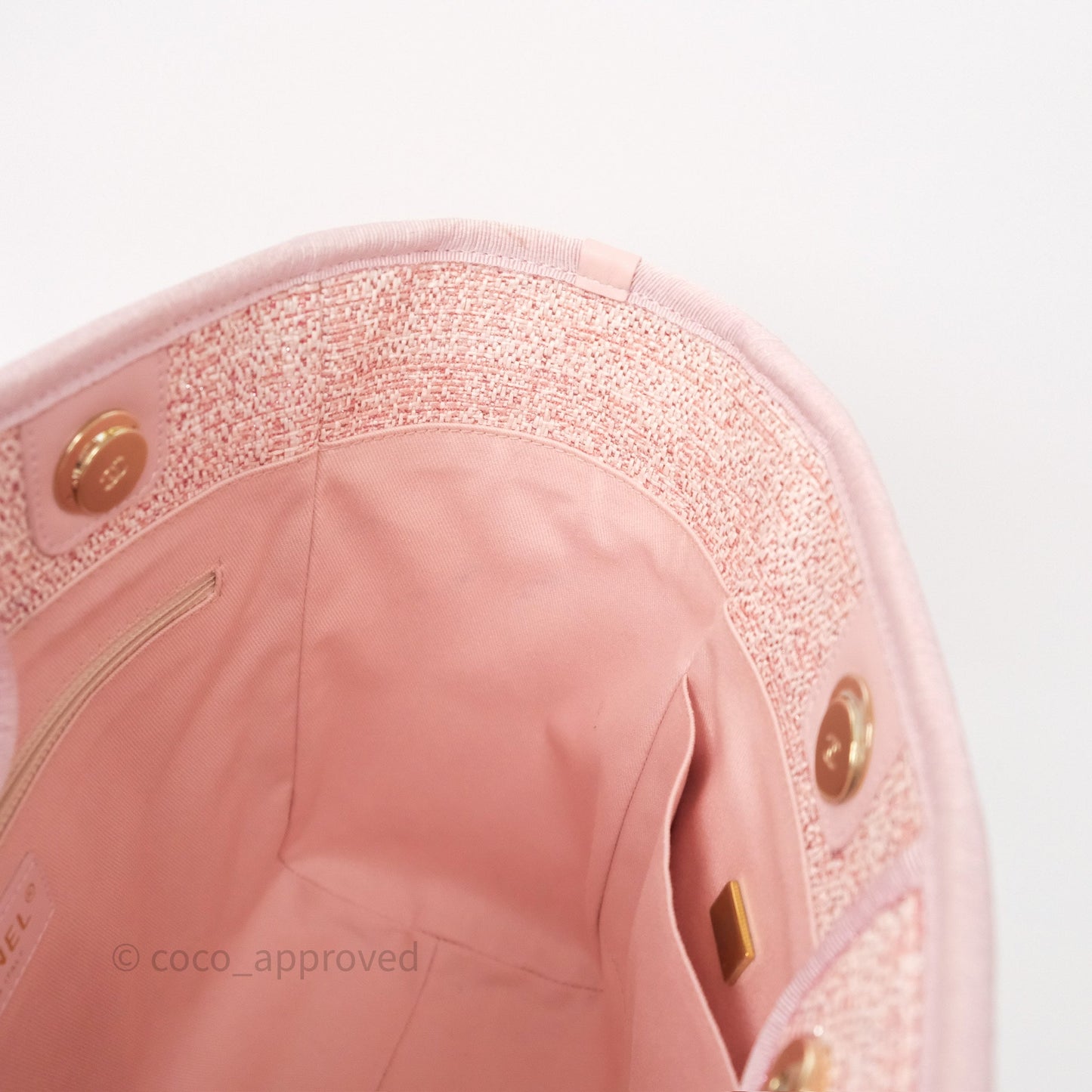 Chanel Medium Deauville Pink Glitter Raffia Gold Hardware