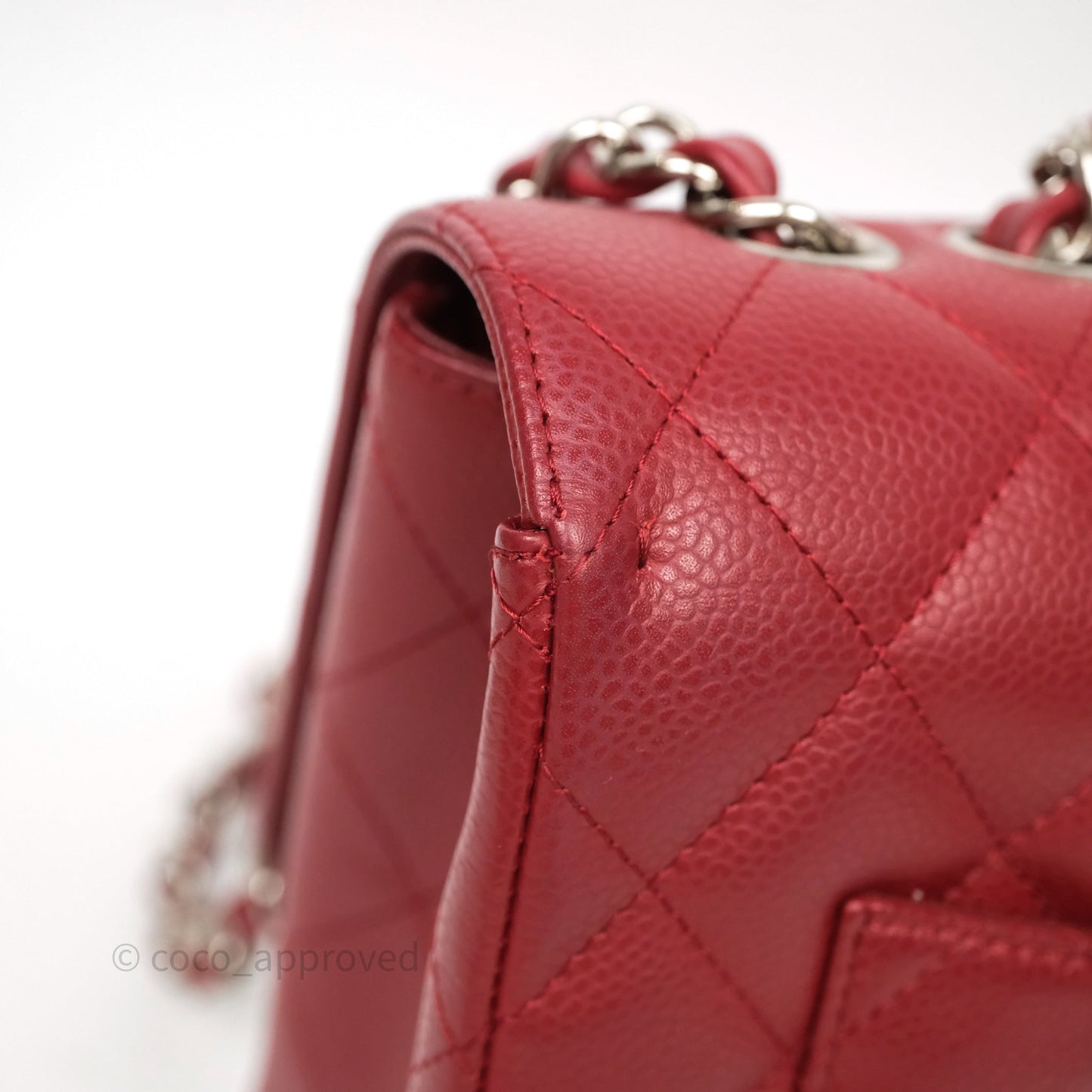 Chanel Jumbo Single Flap Dark Red Caviar Silver Hardware⁣⁣