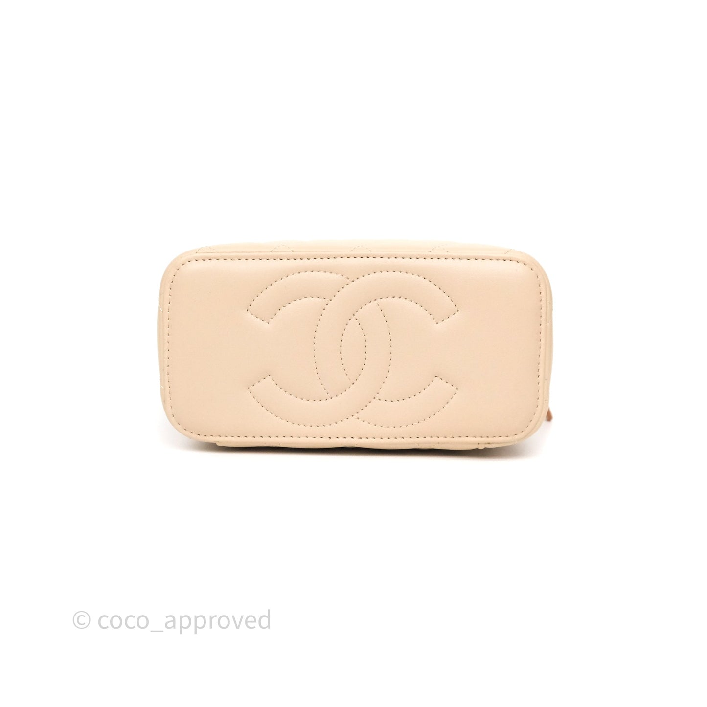 Chanel Vanity Rectangular Top Handle Ecru/Beige Lambskin Gold Hardware 23P