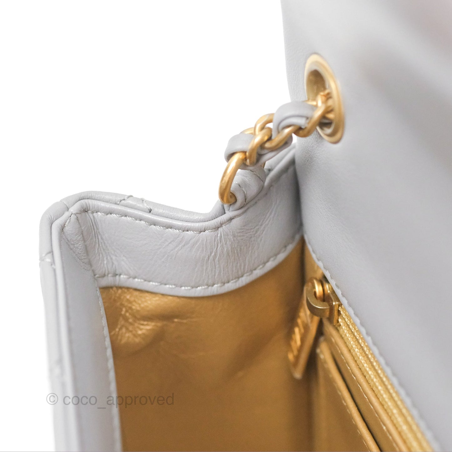 Chanel Pearl Crush Mini Rectangular Grey Lambskin Aged Gold Hardware