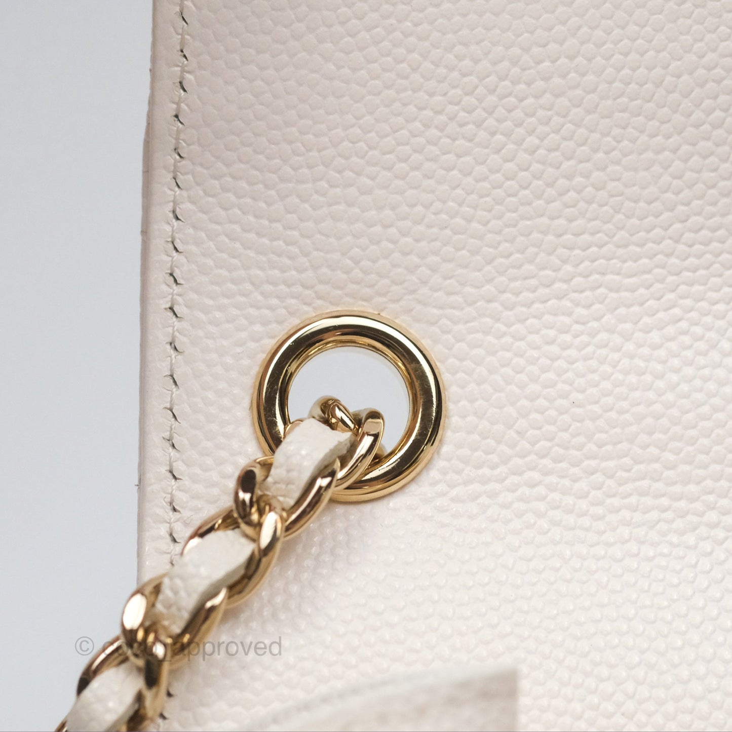 Chanel Classic Quilted Phone Holder White Caviar Gold Hardware
