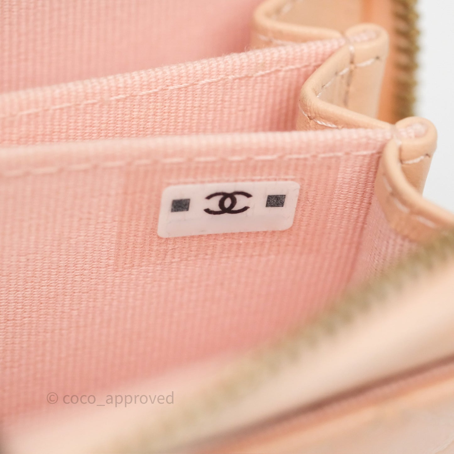 Chanel Classic Zipped Coin Purse Salmon Pink Caviar Gold Hardware