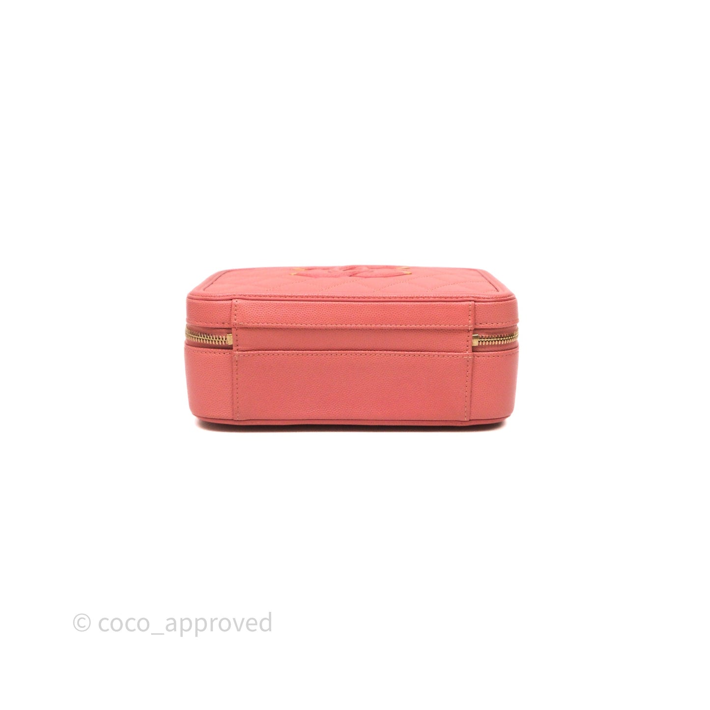 Chanel Medium CC Filigree Vanity Case Quilted Pink Caviar Aged Gold Hardware