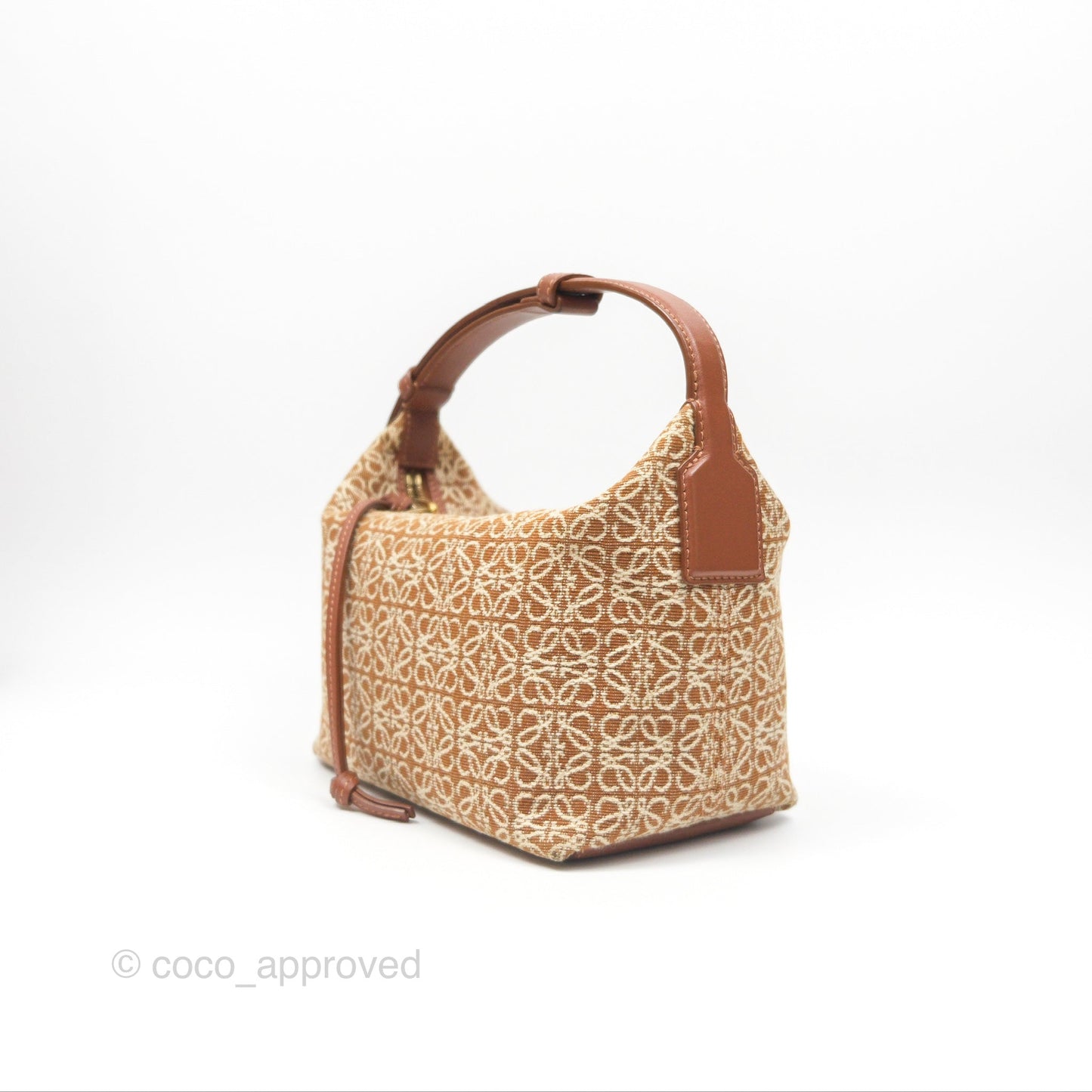 Loewe Small Cubi bag in Anagram Jacquard & Calfskin Tan Pecan