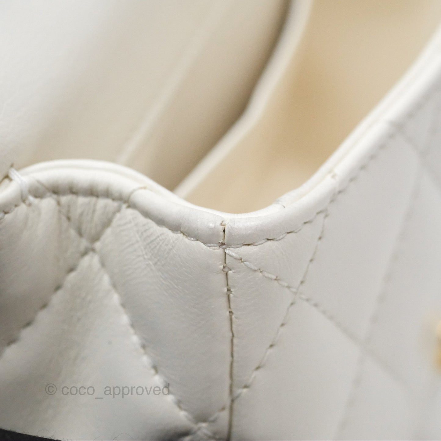 Chanel Top Handle Mini Flap Ivory White Lambskin Gold Hardware