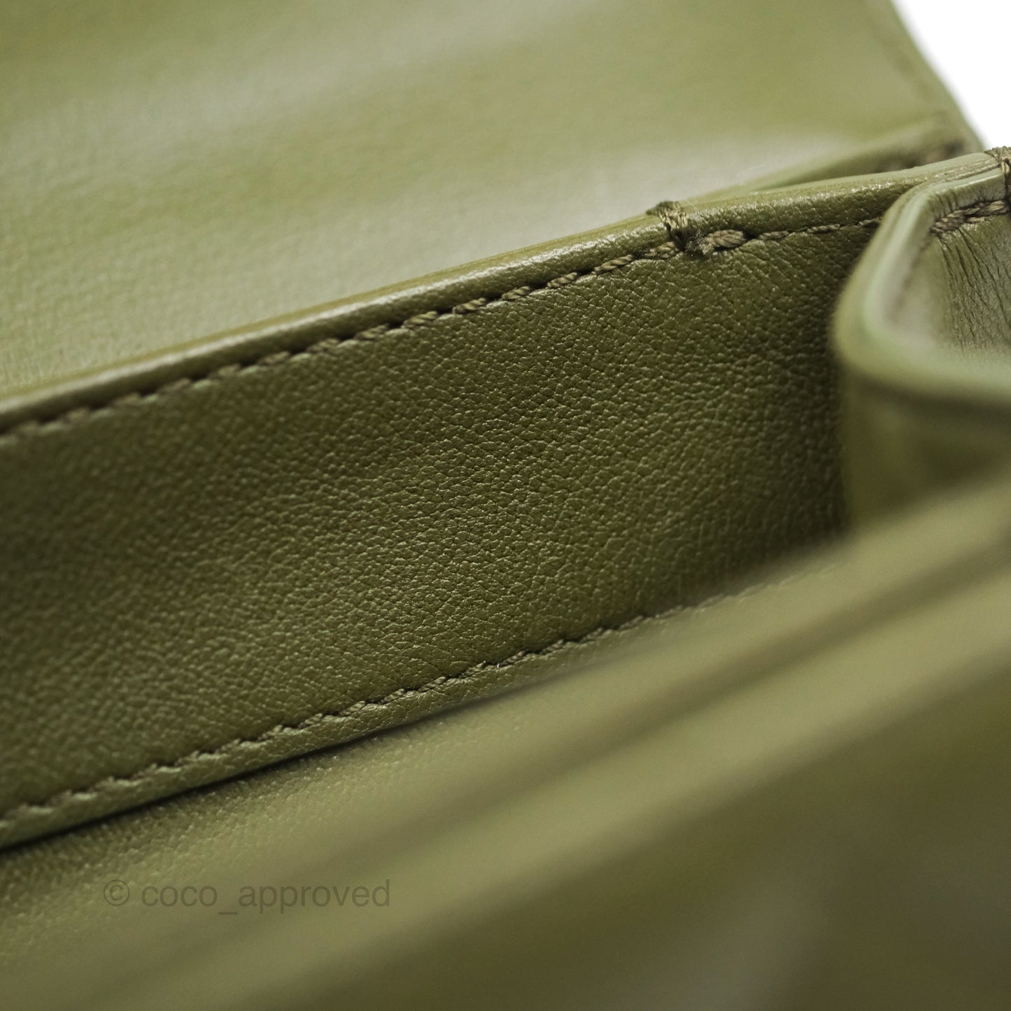 Chanel Small Coco Lady Quilted Flap Bag With Top Handle Olive Green Calfskin Gold Hardware