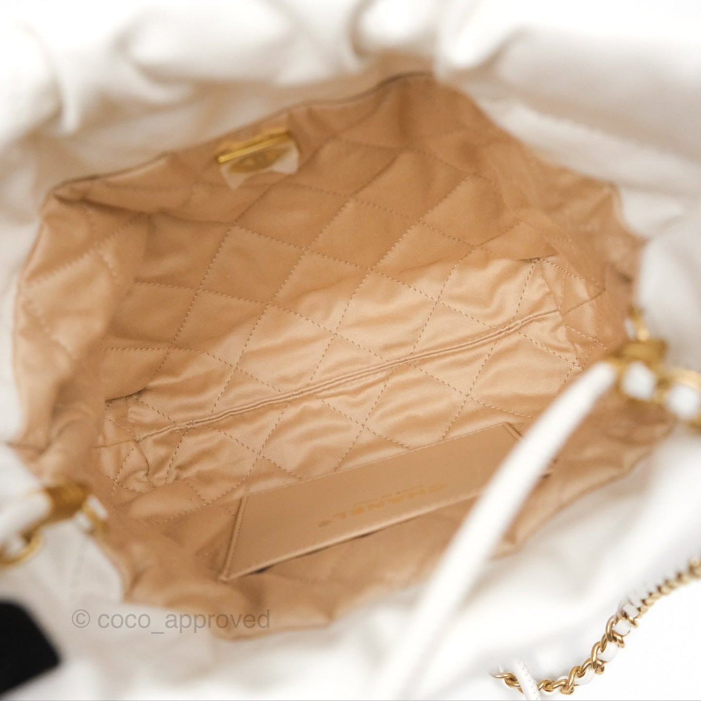 Chanel 22 Mini Bag White Shiny Crumpled Calfskin