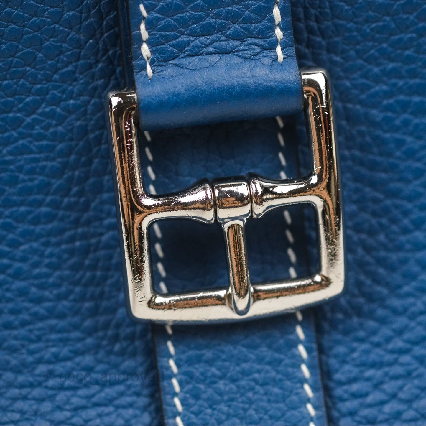 Hermès Halzan 31 Deep Blue S4 Clemence Palladium Hardware