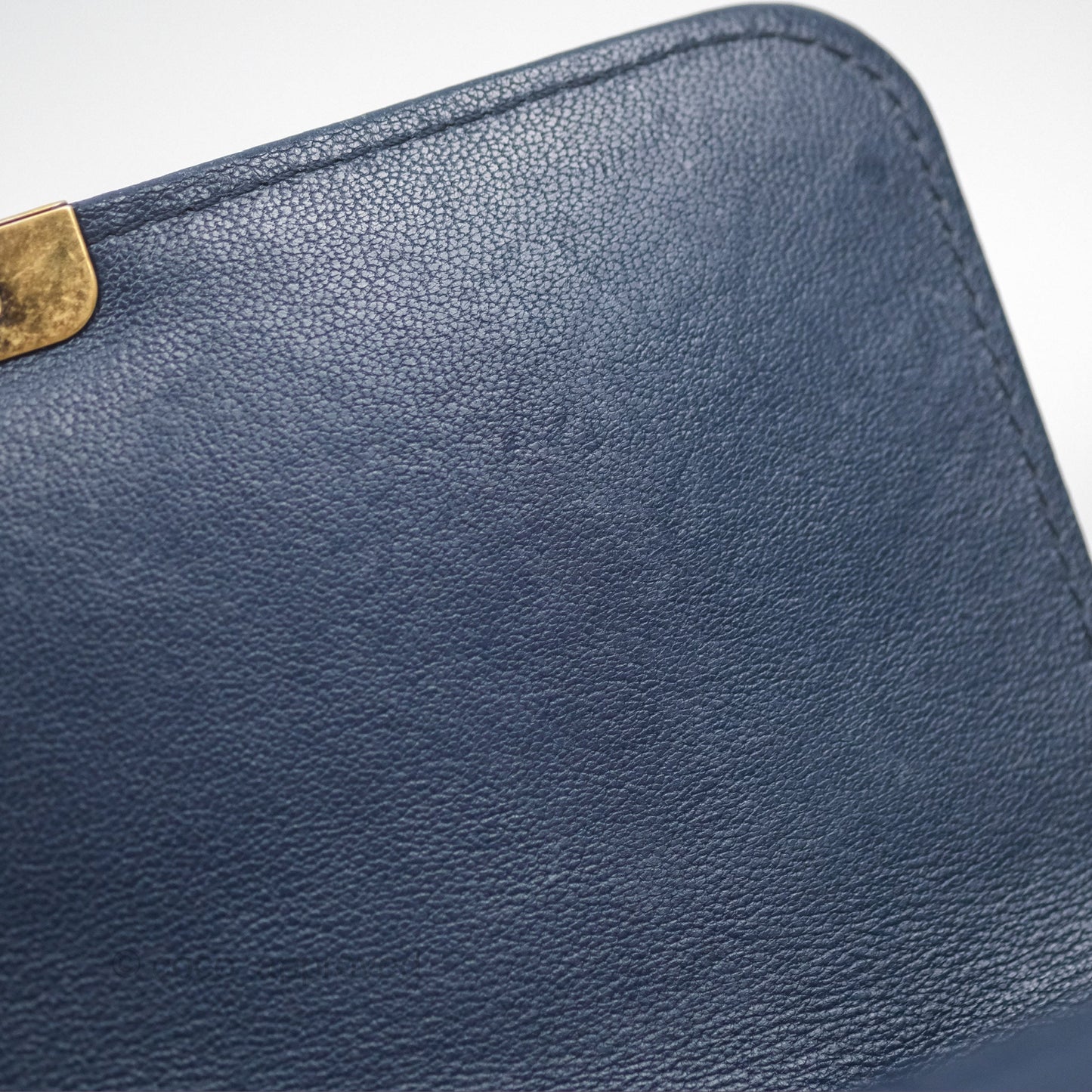 Chanel Beauty Lock Flap Bag Navy Sheepskin Aged Gold Hardware