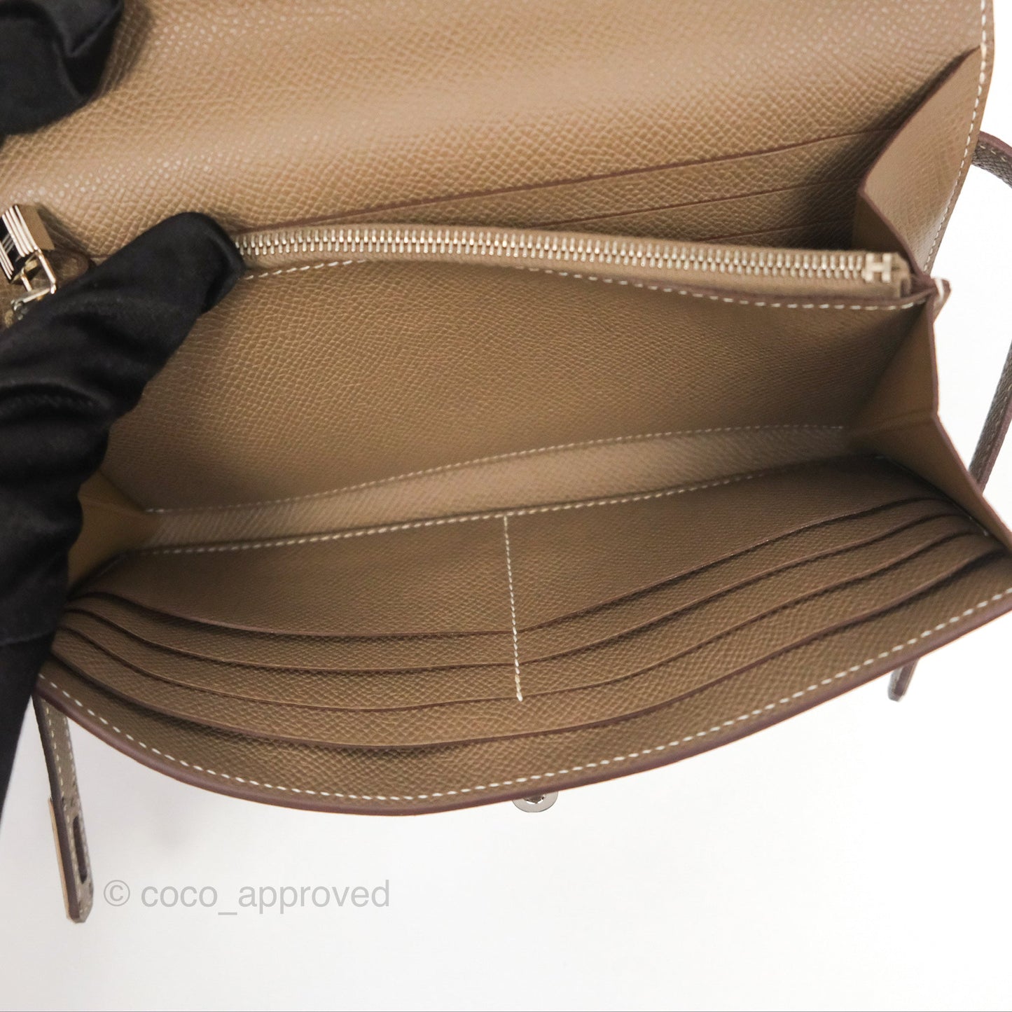 Hermès Kelly Wallet Etoupe Epsom Palladium Hardware