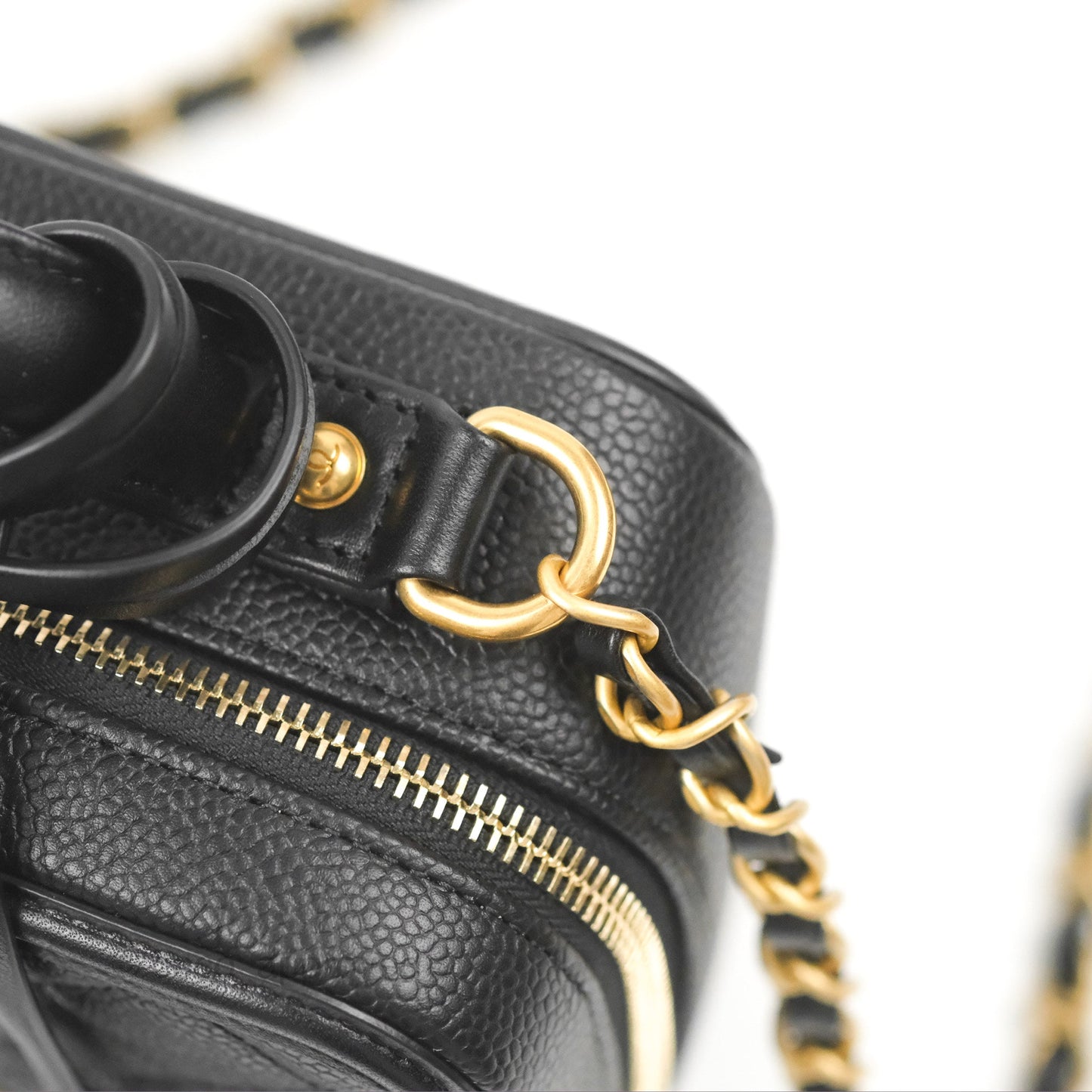 Chanel Quilted Medium CC Filigree Vanity Case Black Caviar Gold Hardware