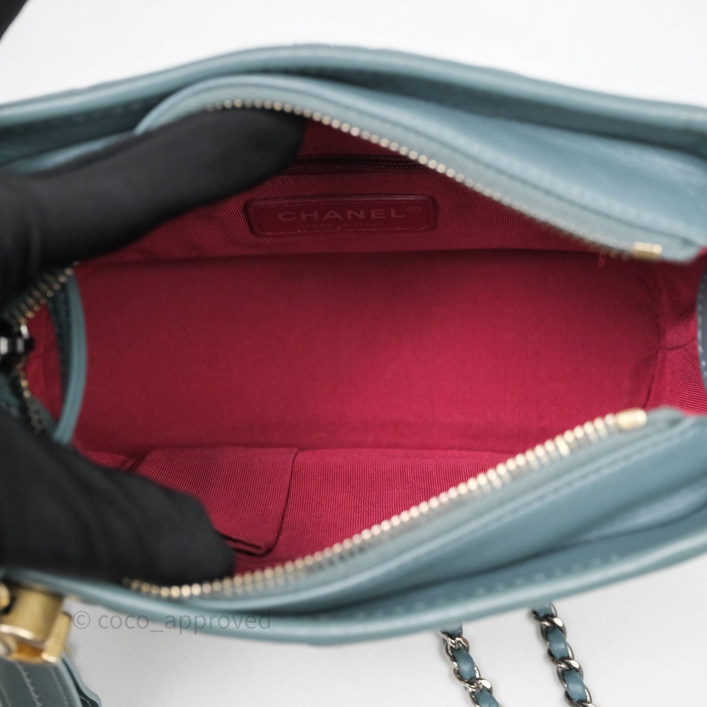 Chanel Small Gabrielle Hobo Quilted Grey Green Aged Calfskin