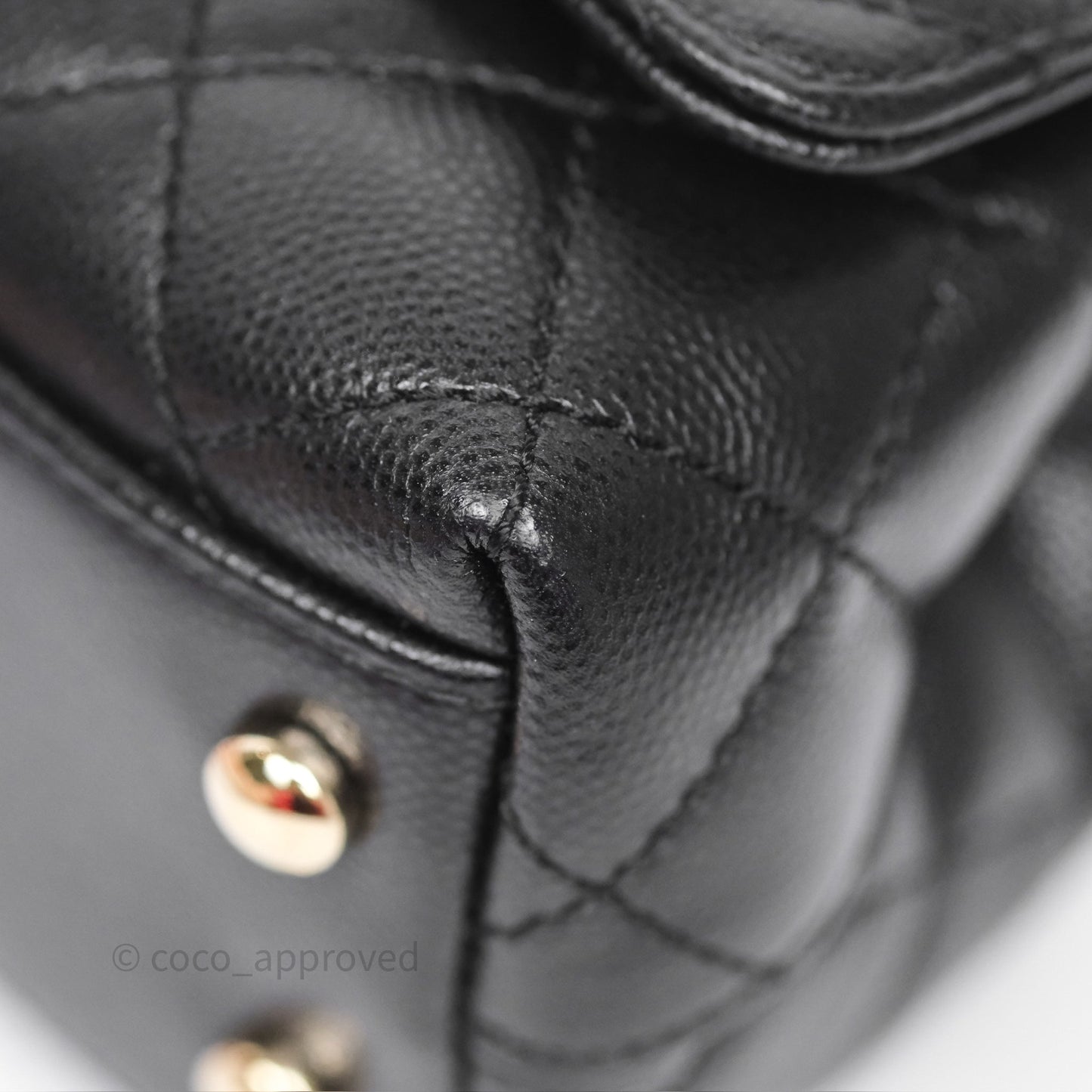 Chanel Mini Coco Handle Quilted Black Caviar Gold Hardware