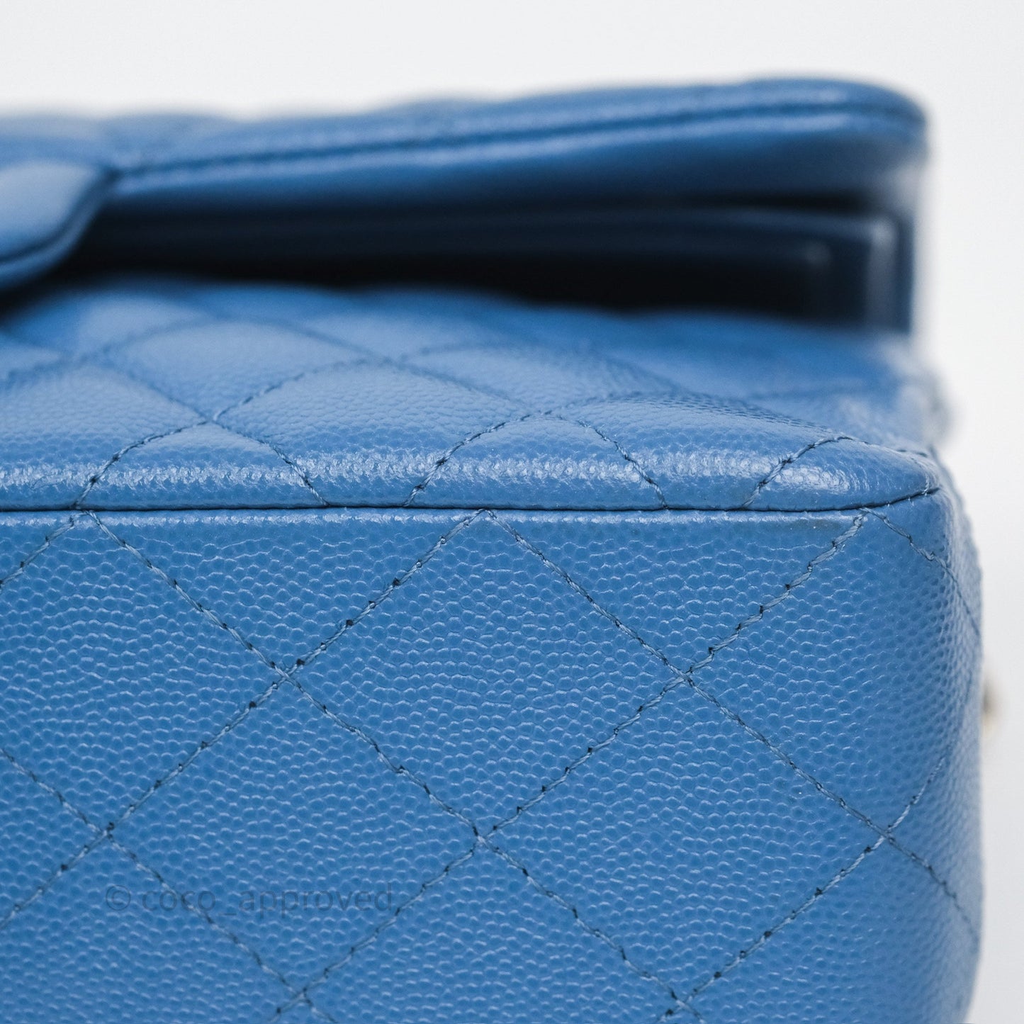 Chanel Small Classic Quilted Flap Blue Caviar Gold Hardware