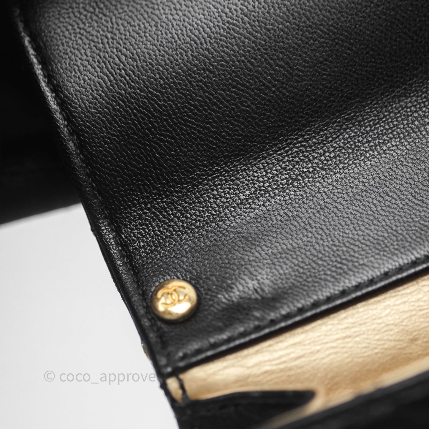 Chanel Quilted Chic Logo Pearls Flap Black Goatskin Aged Gold Hardware