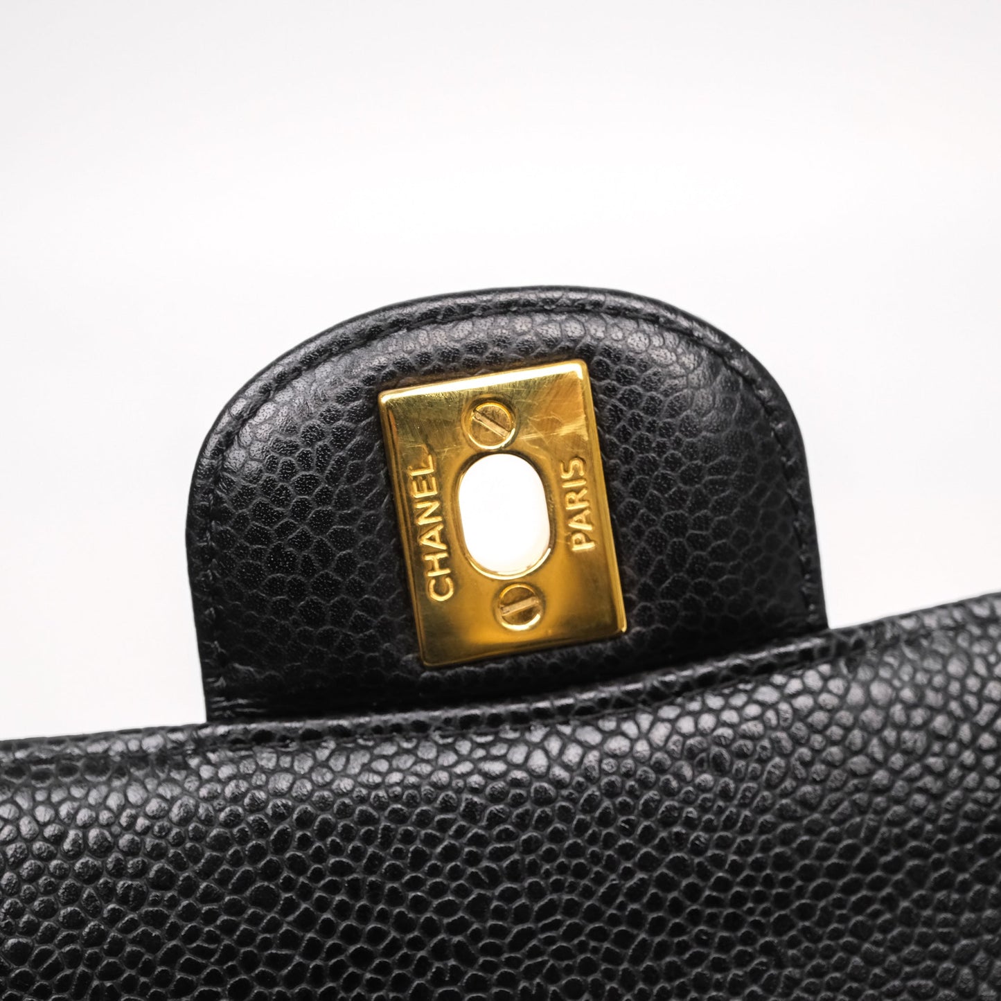 Chanel Classic M/L Medium Flap Quilted Black Caviar Gold Hardware