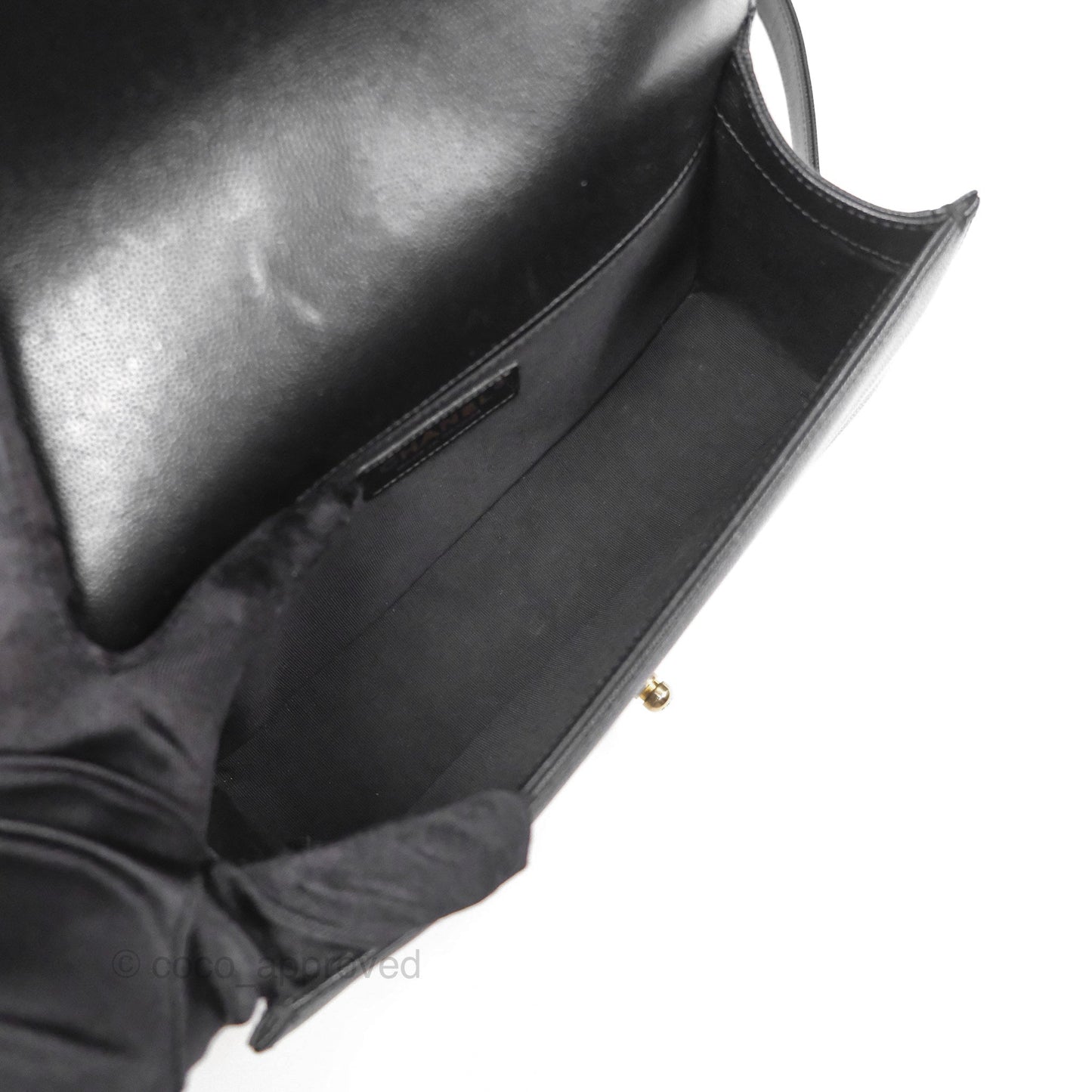 Chanel Medium Boy Quilted Black Caviar Aged Gold Hardware