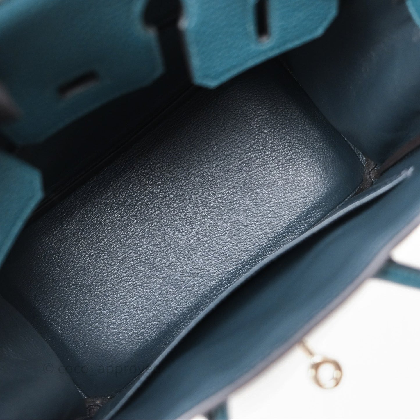 Hermès Birkin 25 Retourne Vert Bosphore W0 / Bleu Océan Z7 Togo Palladium Hardware