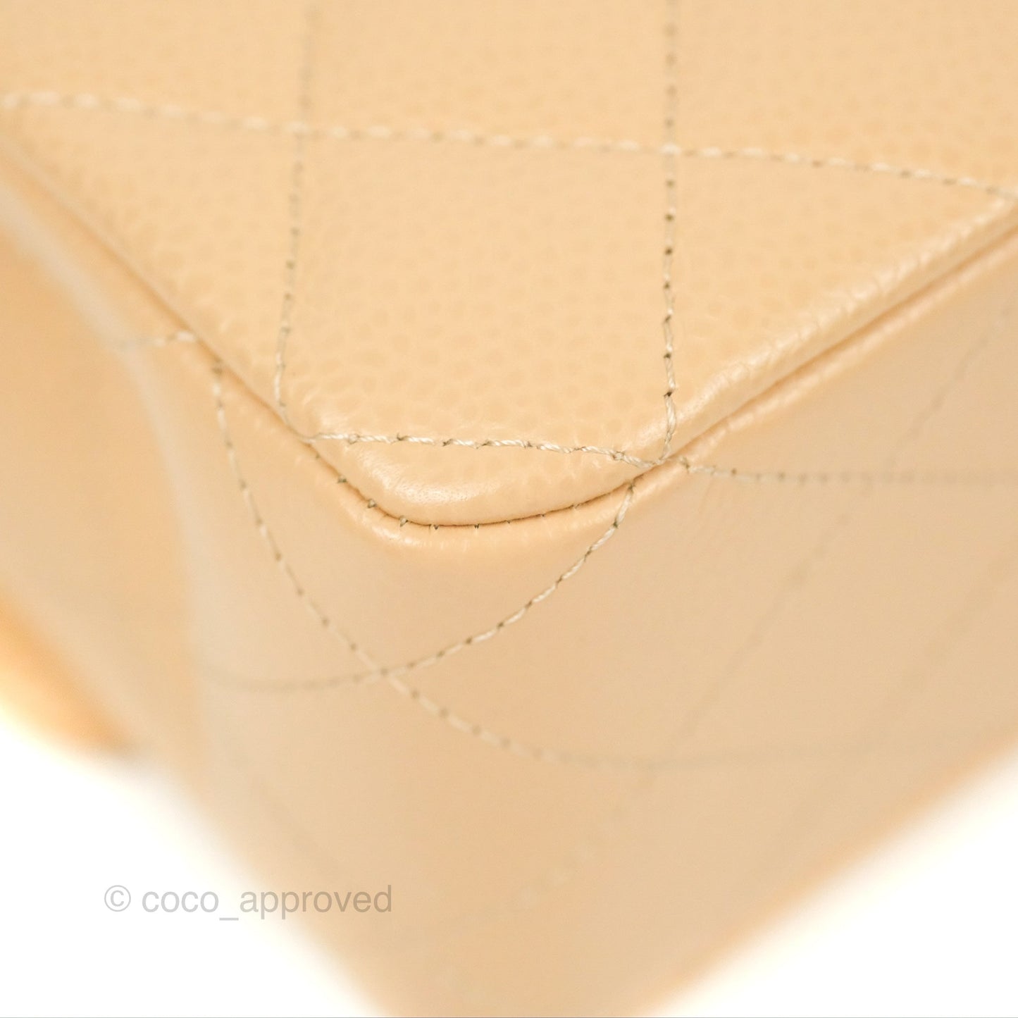 Chanel Classic M/L Medium Flap Quilted Beige Caviar Gold Hardware