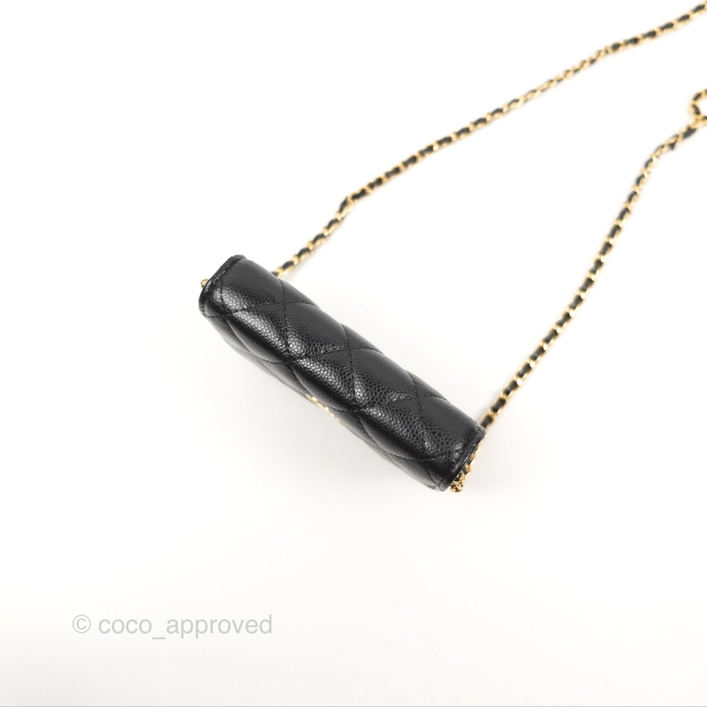 Chanel Miss Coco Clutch With Chain Quilted Black Caviar Gold Hardware