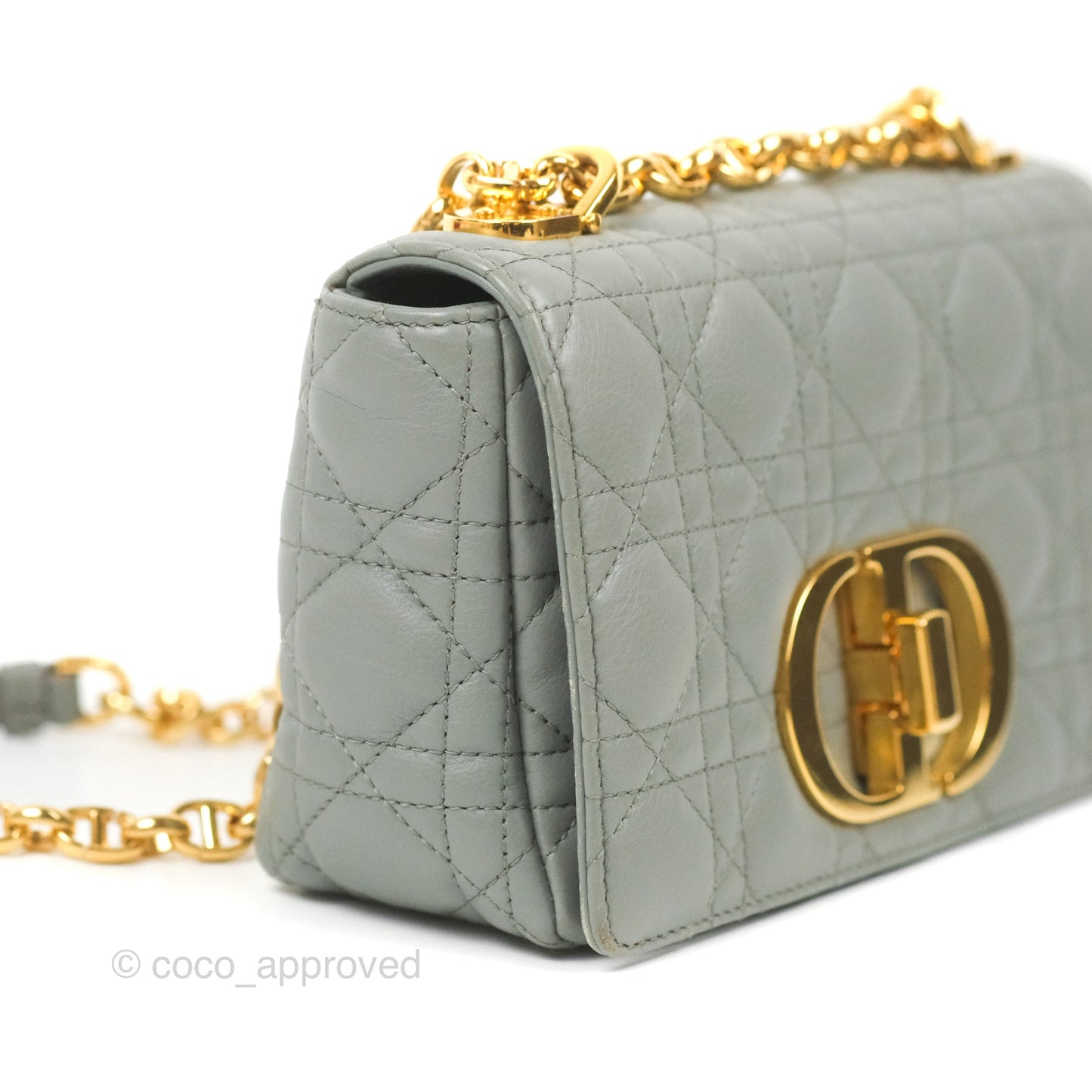 Dior Small Caro Bag Stone Gray Supple Cannage Calfskin