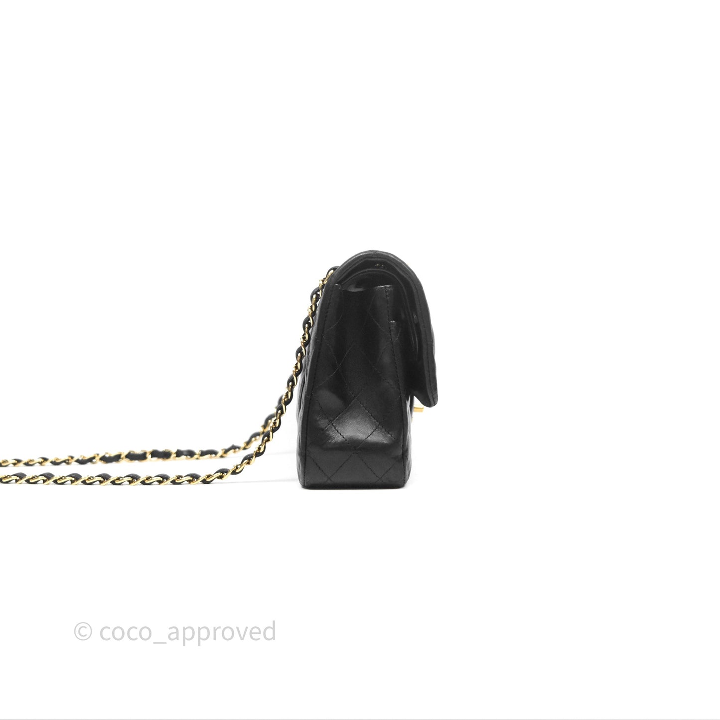 Chanel Classic M/L Medium Flap Quilted Black Lambskin Gold Hardware