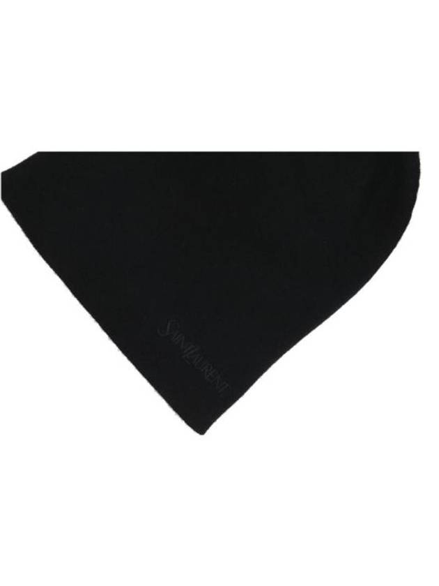 Luxury Saint Laurent Logo Embroidered Cashmere Beanie Black