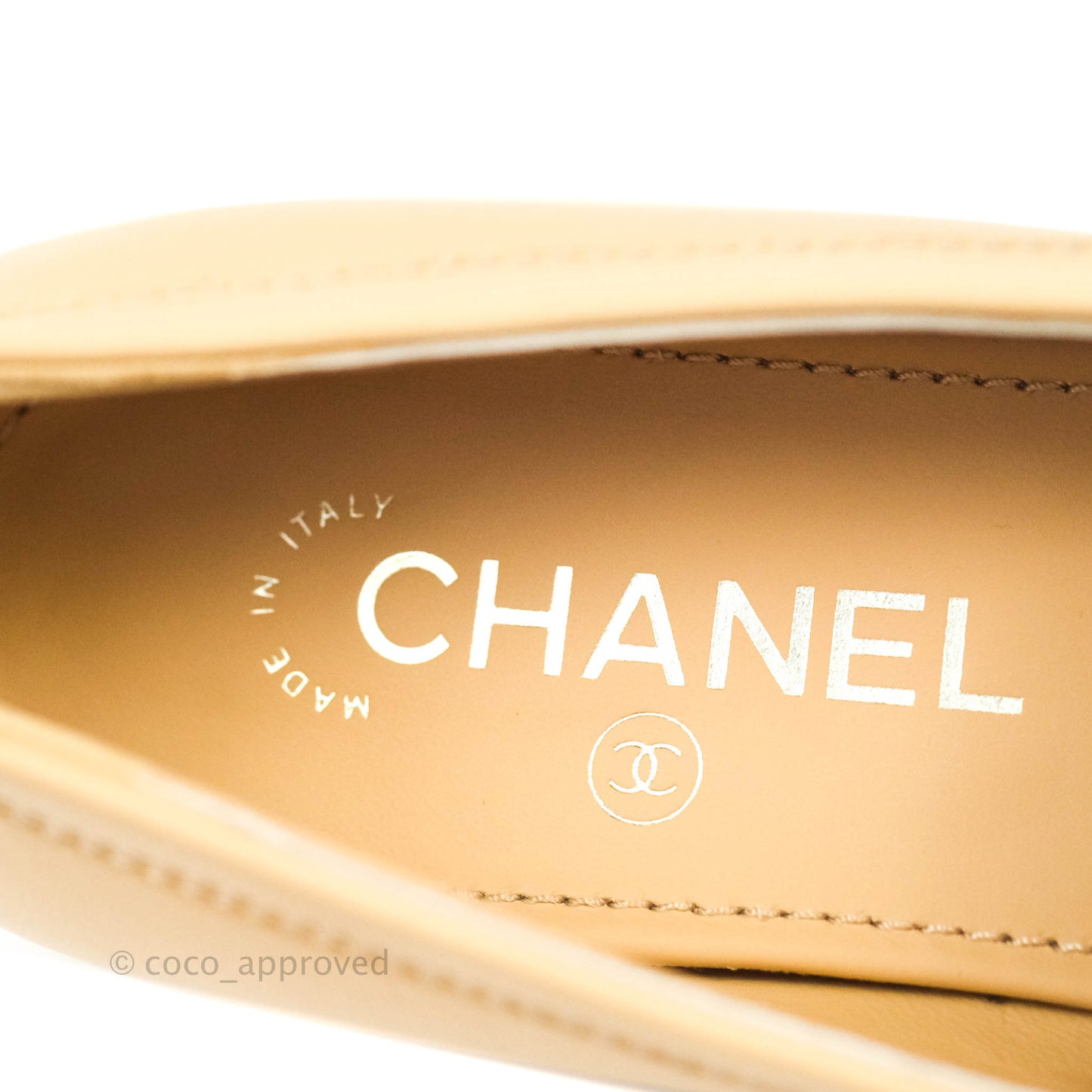 Chanel CC Beige Loafers Size 38