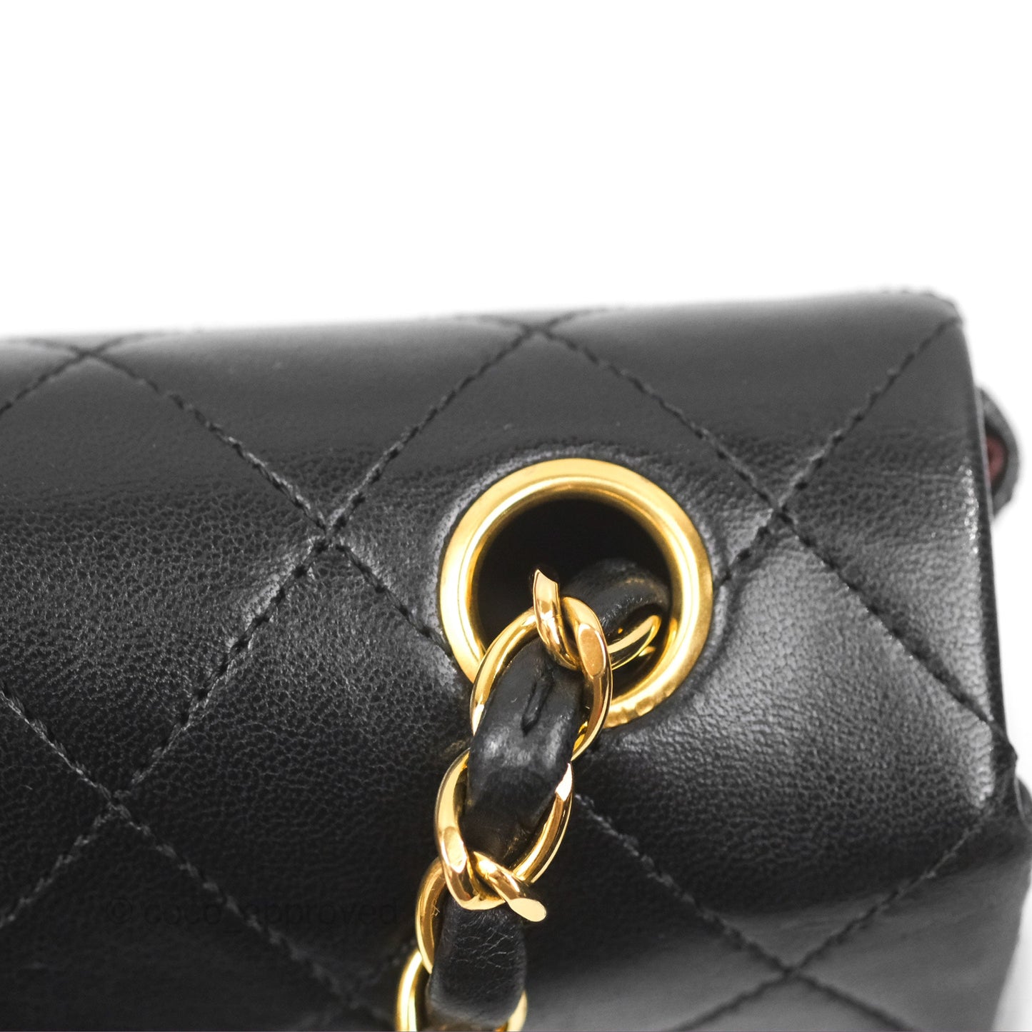 Chanel Vintage Square Flap Bag Black Lambskin 24K Gold Hardware